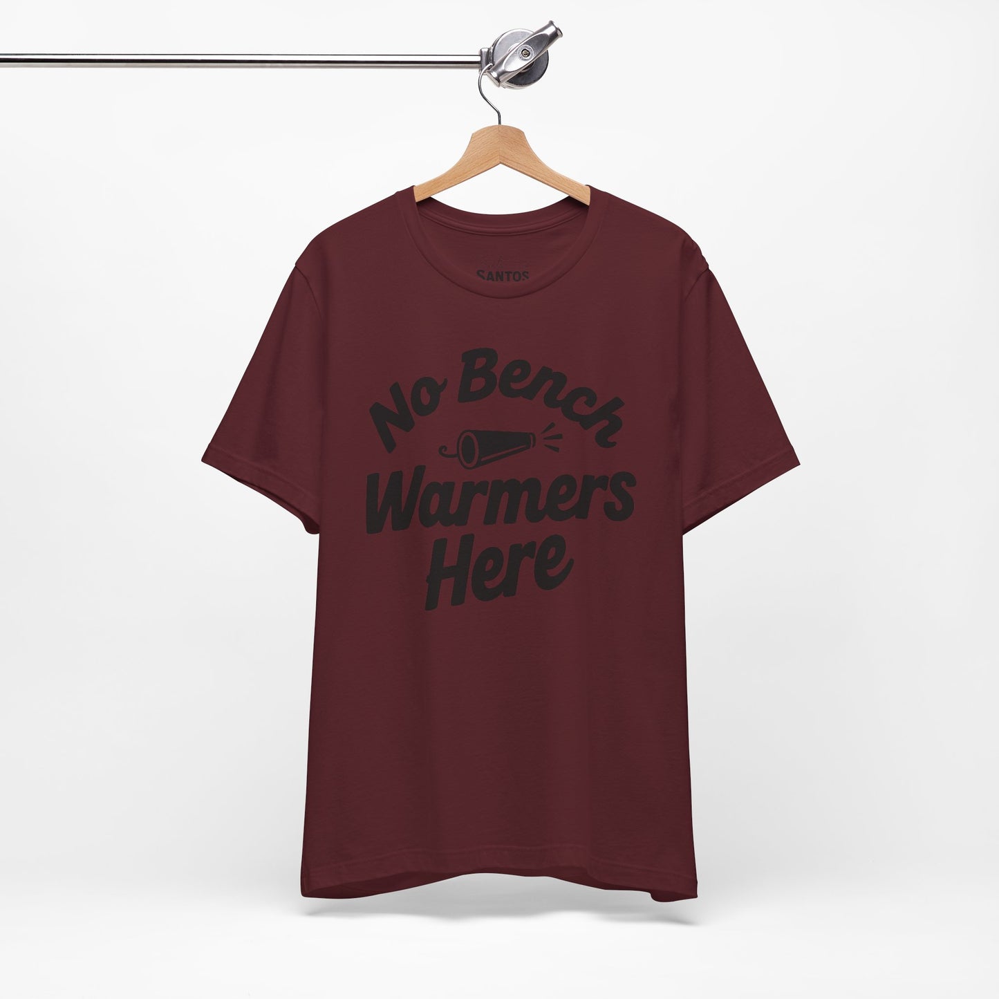 Unisex Sports Tee - 'No Bench Warmers Here' - Motivational Shirt for Athletes, Fitness Fans, Coaches, Workouts, Gift Idea