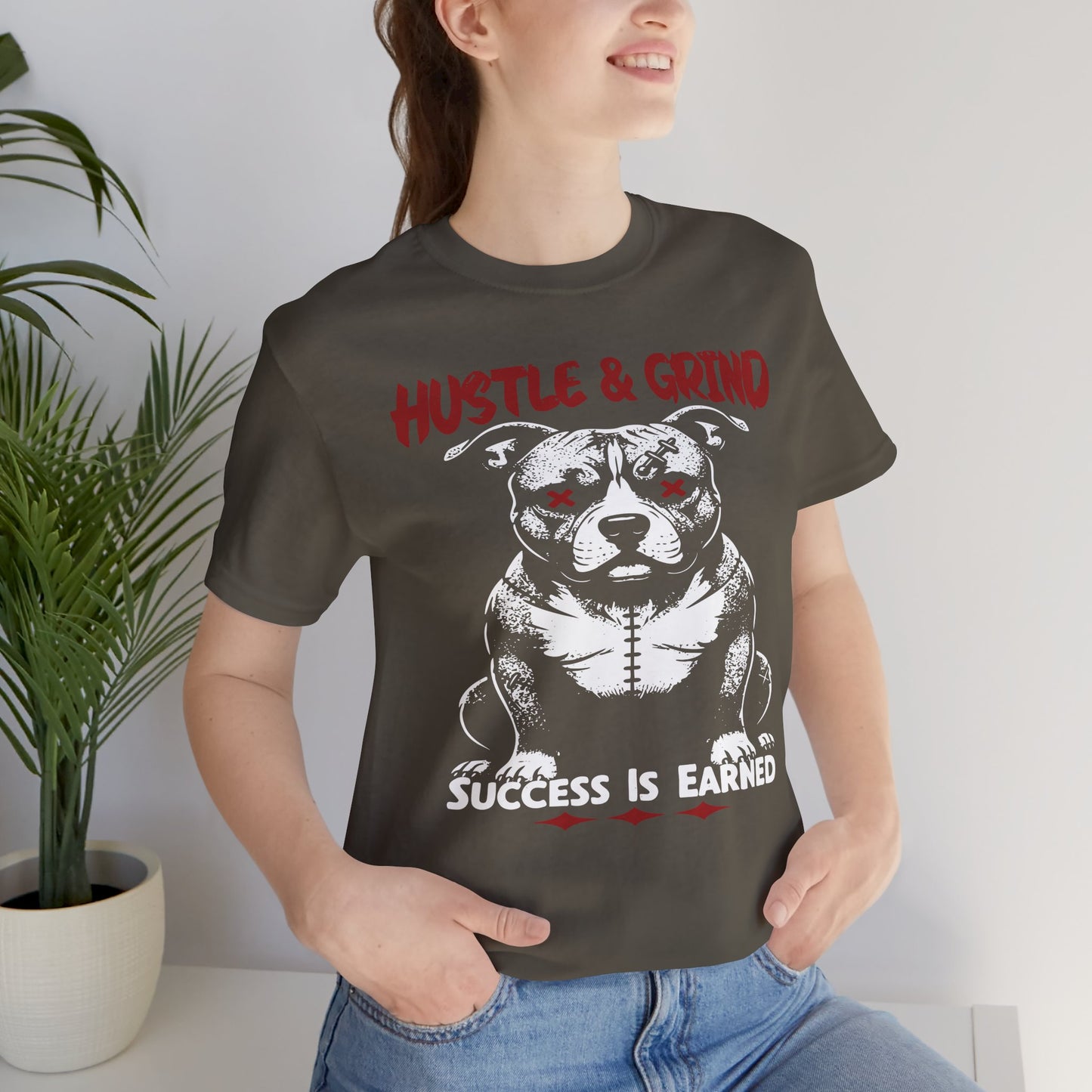 Hustle & Grind Unisex Tee, Motivational Shirt, Fitness Apparel, Success Is Earned Graphic Tee, Unique Gift for Gym Lovers