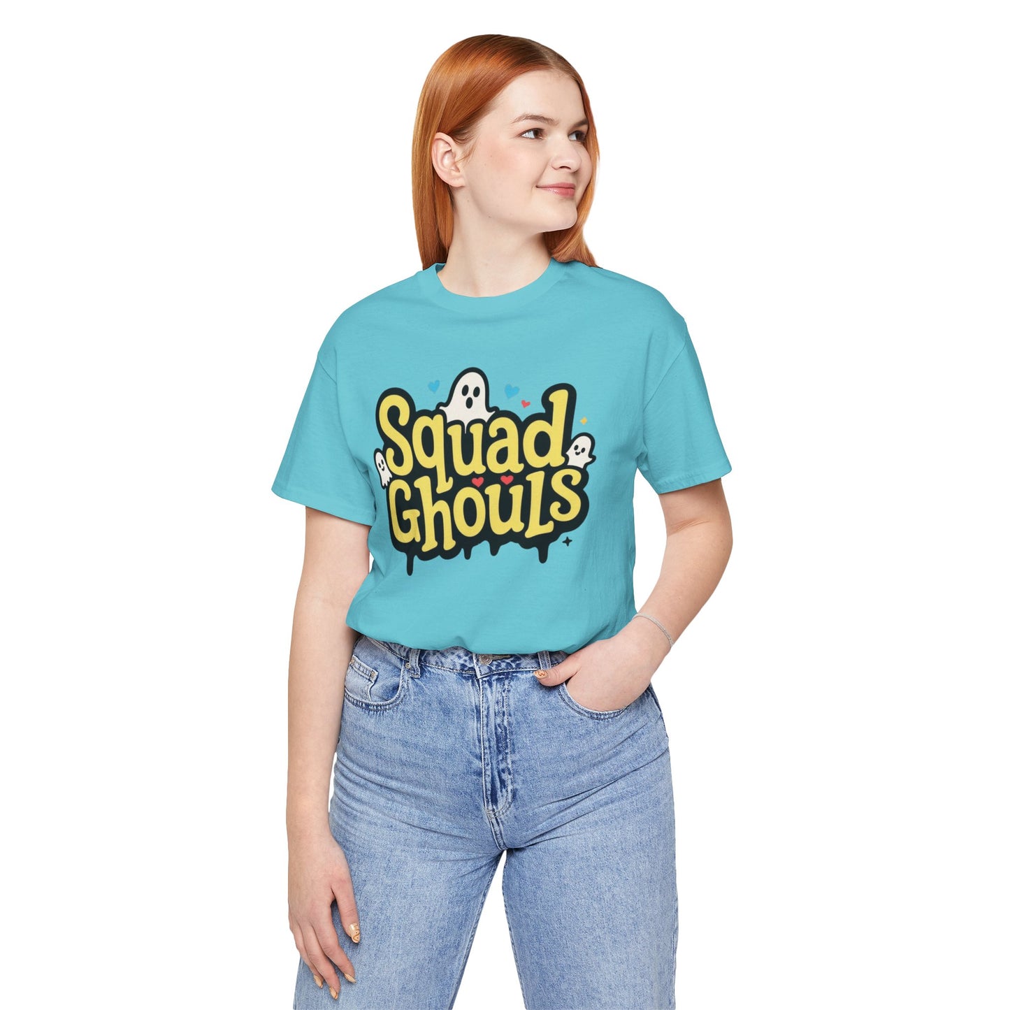 Unisex Jersey Short Sleeve Tee | Squad Ghouls Design, Halloween T-Shirt, Spooky Apparel, Ghost Lovers Gift, Cute Graphic Tee