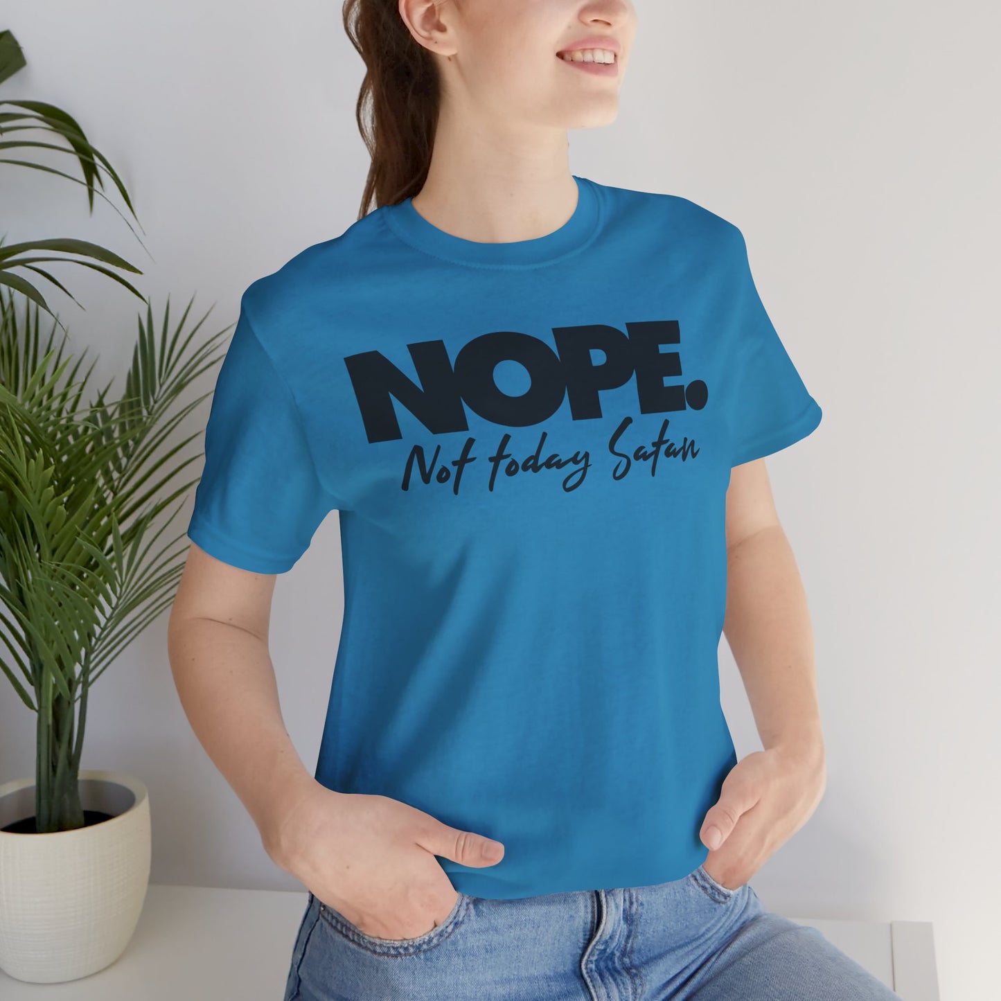 Funny Quote Unisex Tee - "NOPE. Not Today Satan" - Perfect Gift for Friends, Casual Wear, Humor Tee, Everyday Comfort, Birthday Gift