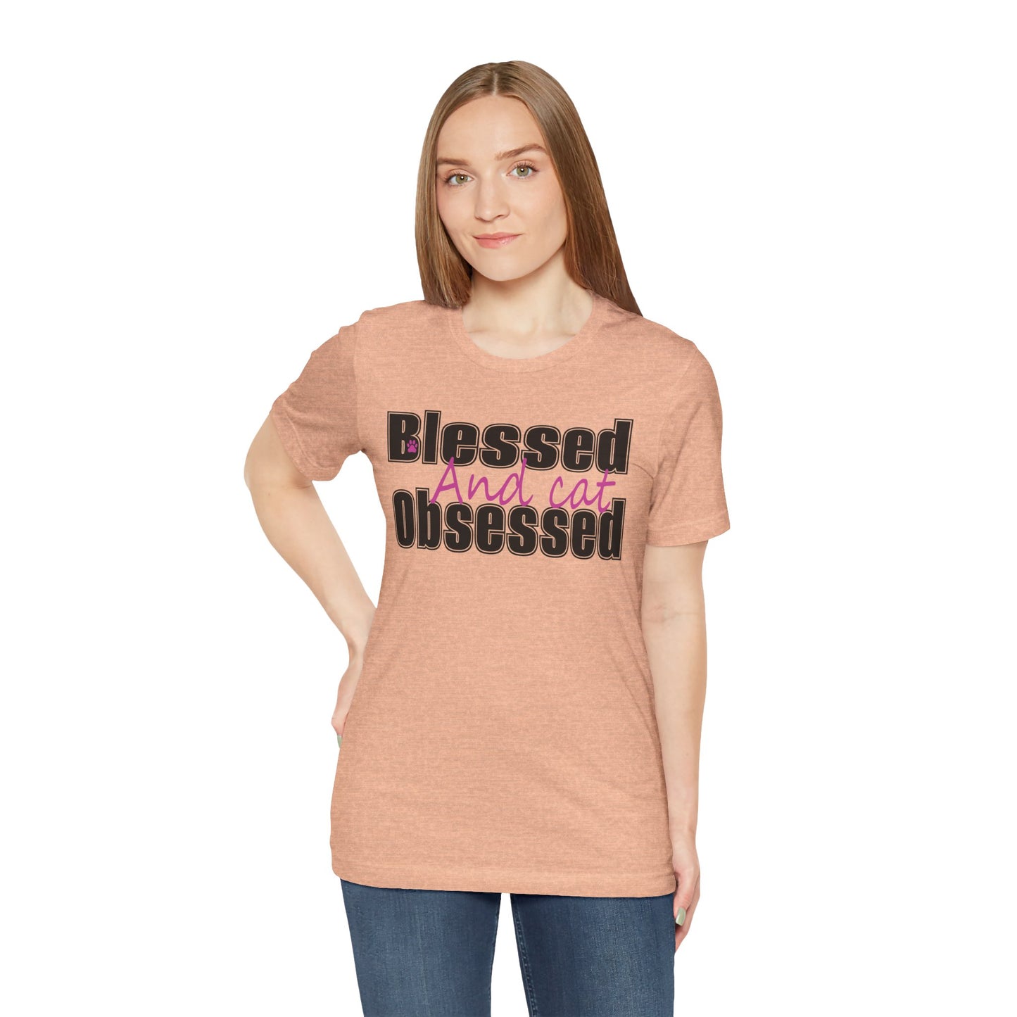 Blessed and Cat Obsessed T-Shirt, Cute Cat Lover Tee, Pet Owner Gift, Animal Lover Apparel, Cat Mom Shirt, Fun Gifts for Cat Lovers