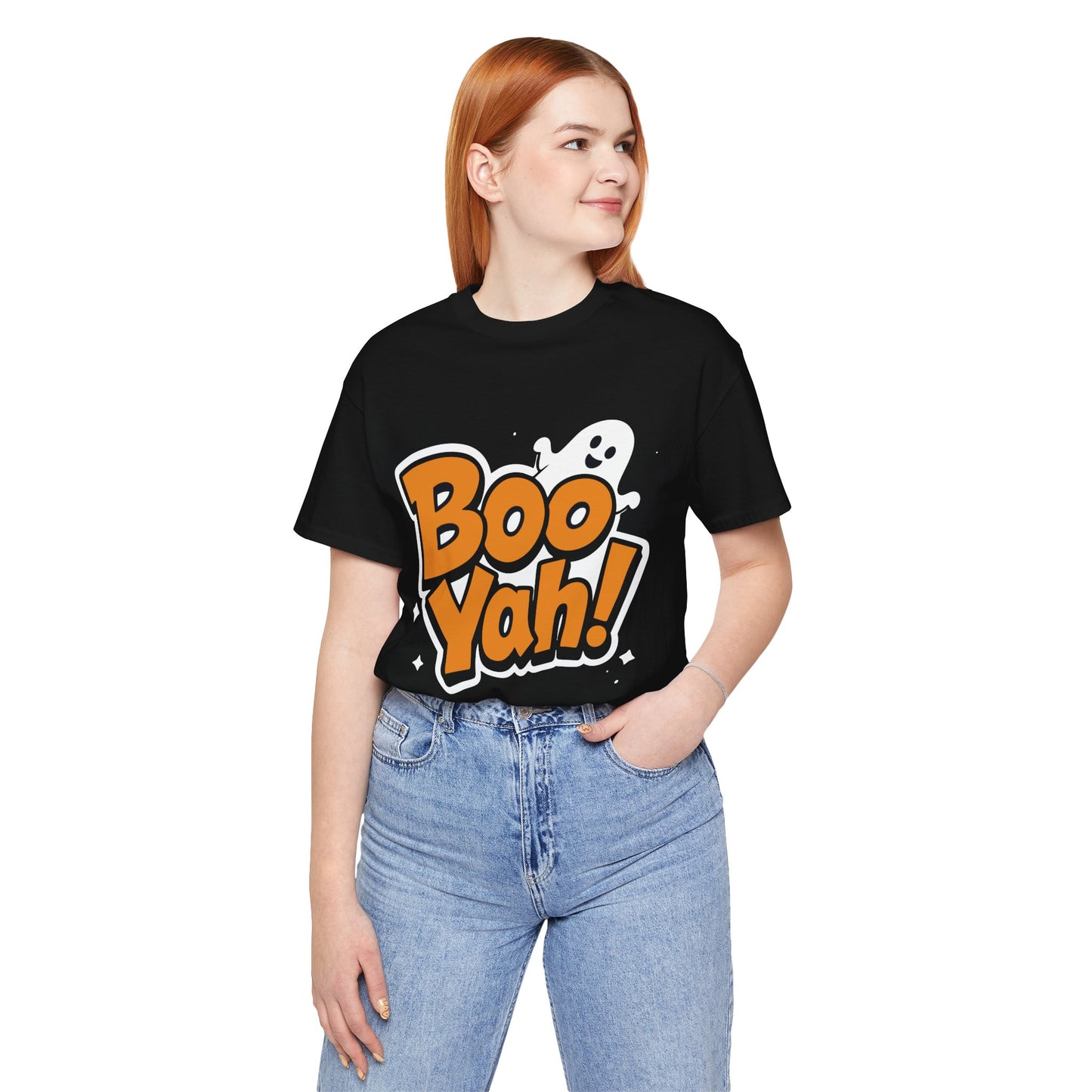 Halloween Ghost Boo Yah Tee, Funny Halloween Shirt, Unisex Short Sleeve Top, Spooky Party Tee, Trick or Treat Apparel
