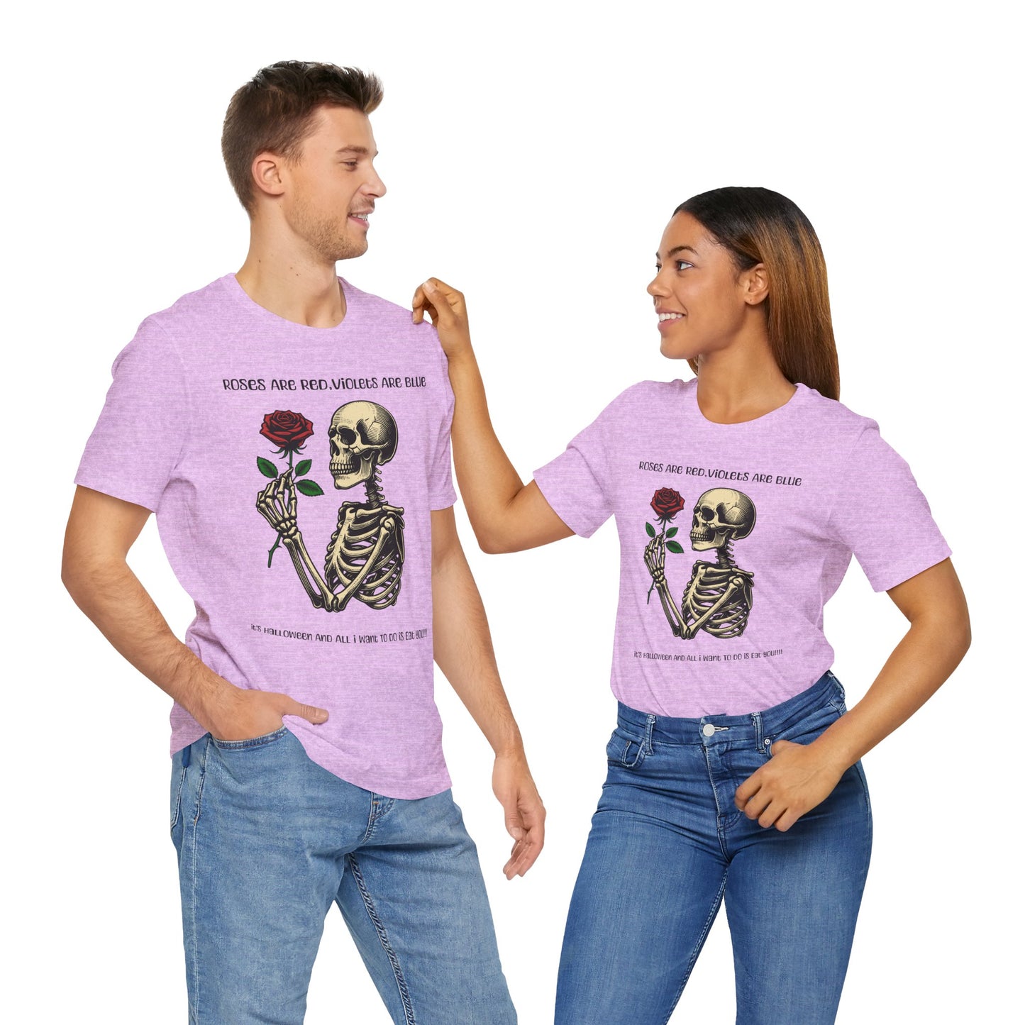 Skeleton Poetry Halloween Tee, Funny Unisex T-Shirt, Spooky Apparel, Rose Lover Gift, October Celebration Shirt