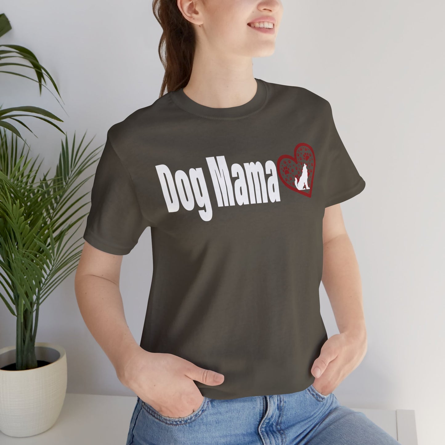 Dog Mama Unisex Tee with Heart Design