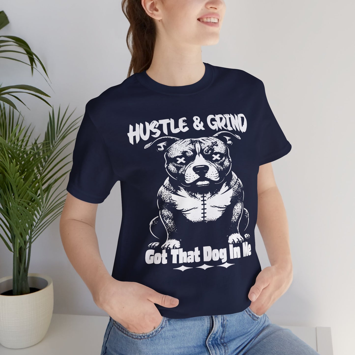 Unisex Dog Lover Tee - Hustle & Grind, Pitbull Shirt, Fitness T-Shirt, Dog Mom Gift, Workout Apparel