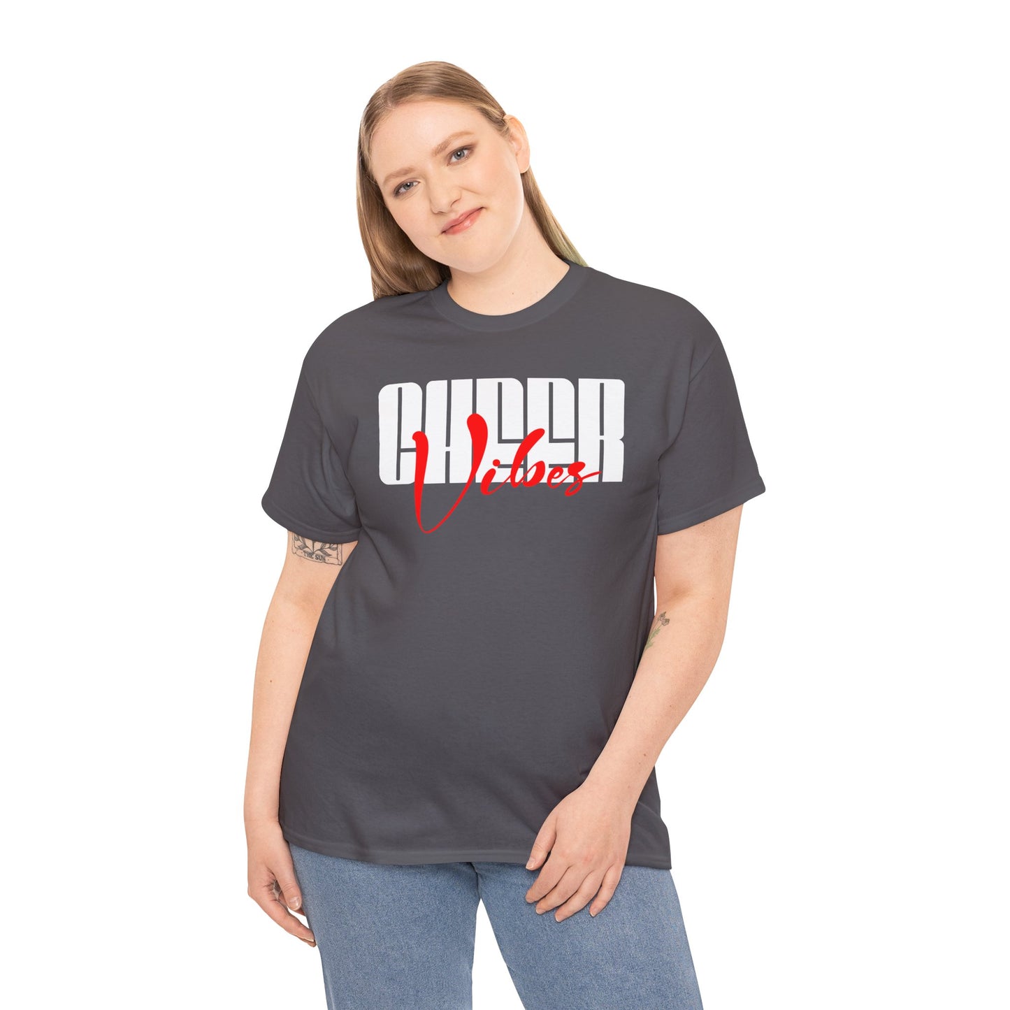 Unisex Heavy Cotton Tee - 'Good Vibes' Graphic Tee, Casual Streetwear, Gift for Friends, Summer Wardrobe Essential, Relaxed Fit T-Shirt