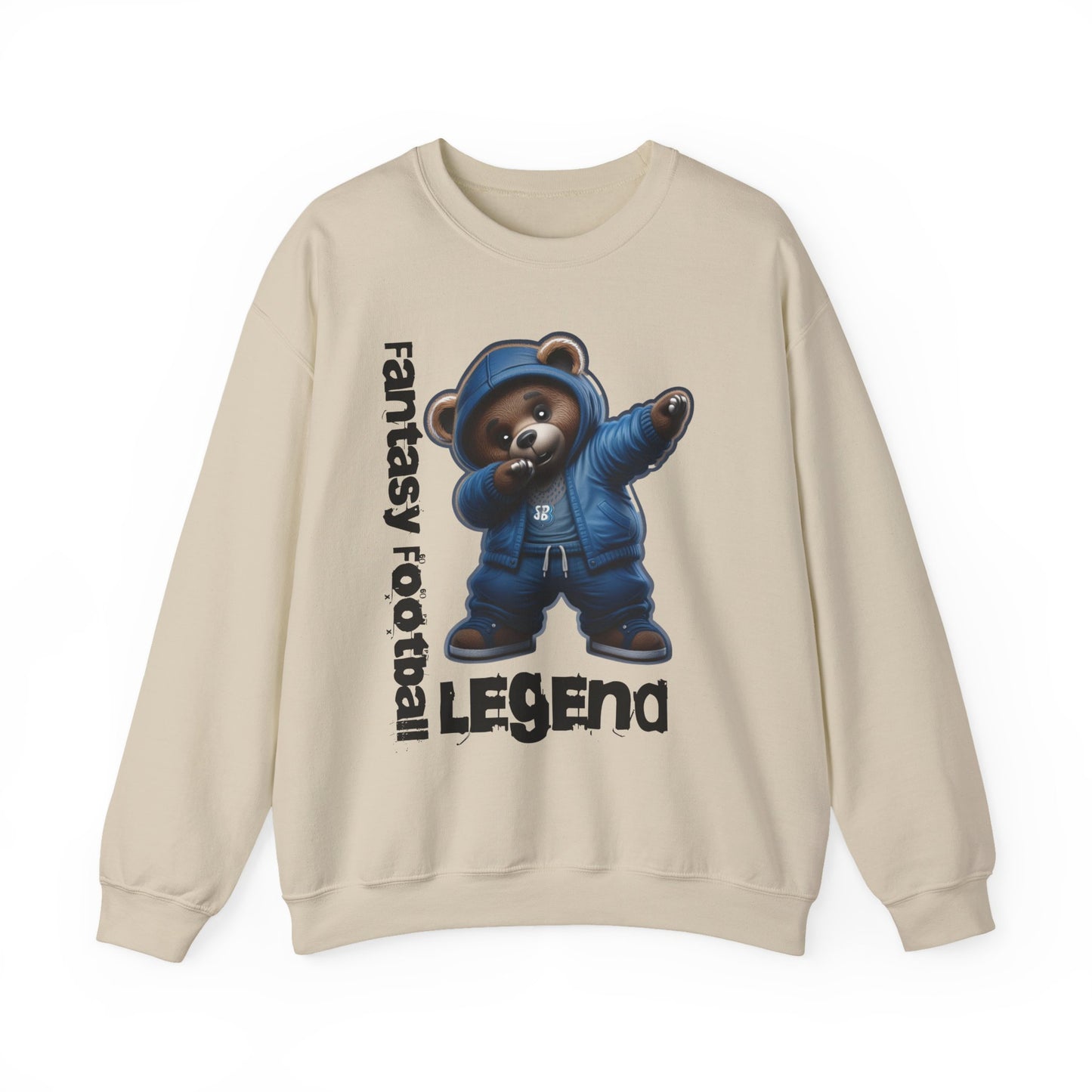 Fantasy Football Legend Unisex Crewneck Sweatshirt, Cozy Sportswear, Gift for Sports Fans, Fall Layering, Cute Bear Design