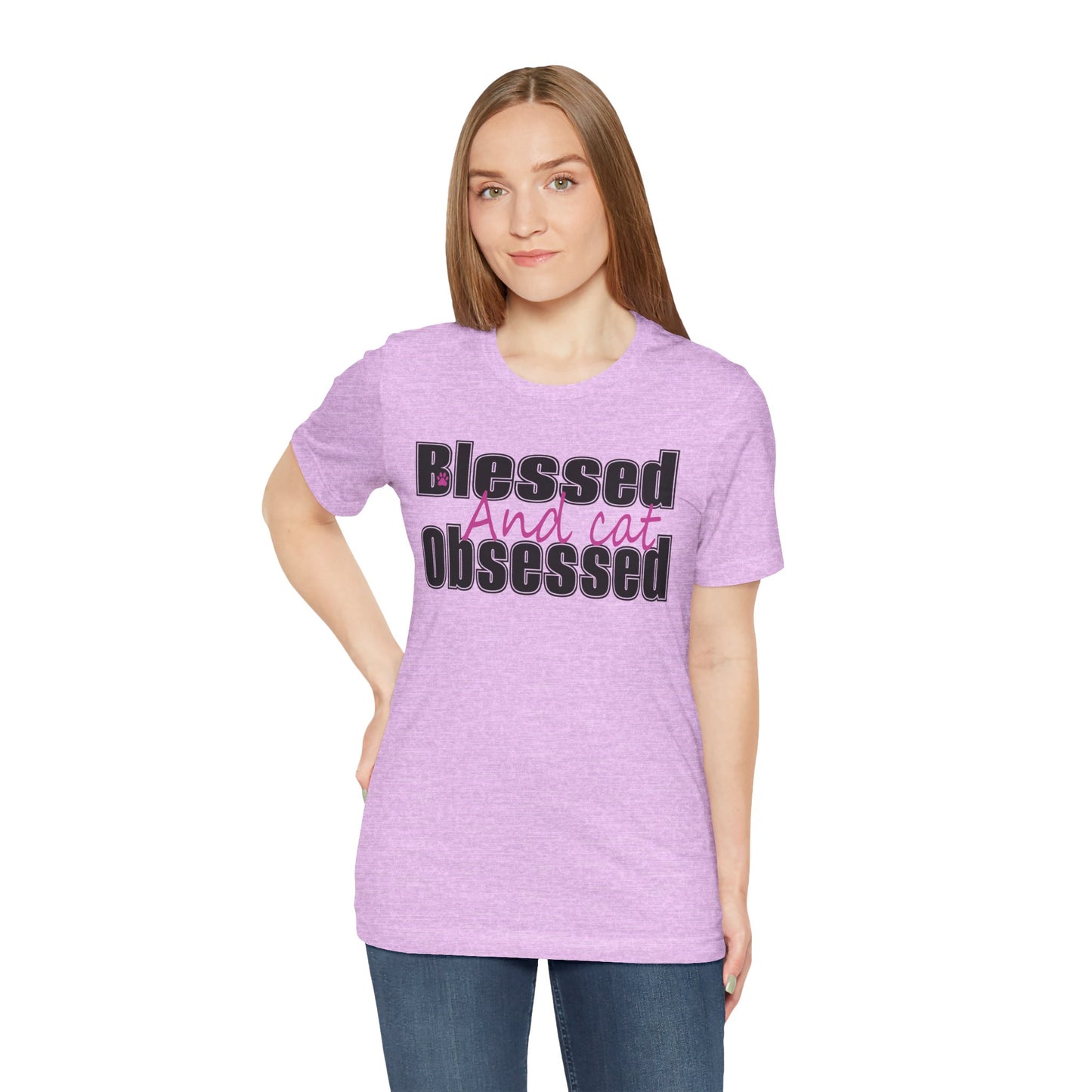Blessed and Cat Obsessed T-Shirt, Cute Cat Lover Tee, Pet Owner Gift, Animal Lover Apparel, Cat Mom Shirt, Fun Gifts for Cat Lovers