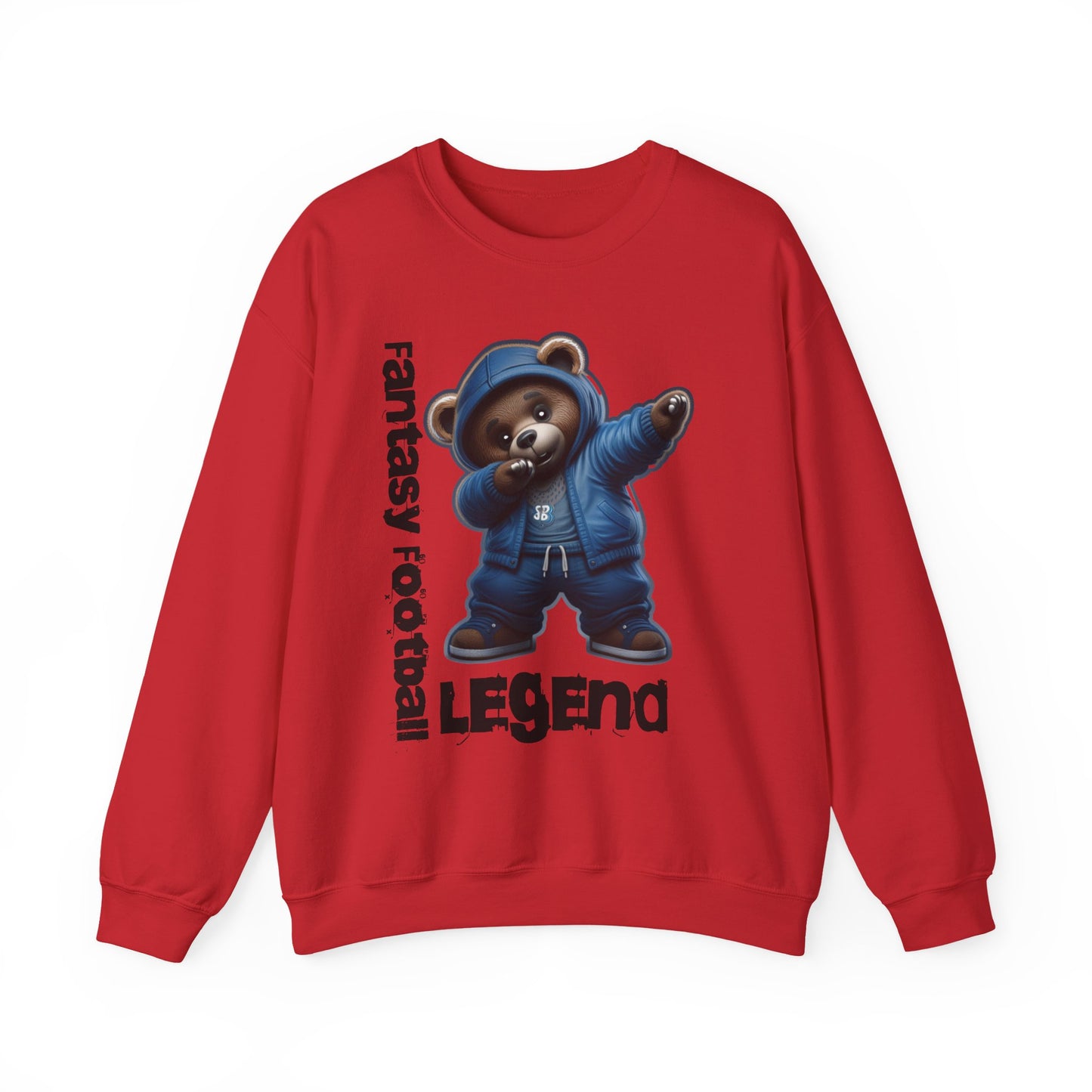 Fantasy Football Legend Unisex Crewneck Sweatshirt, Cozy Sportswear, Gift for Sports Fans, Fall Layering, Cute Bear Design