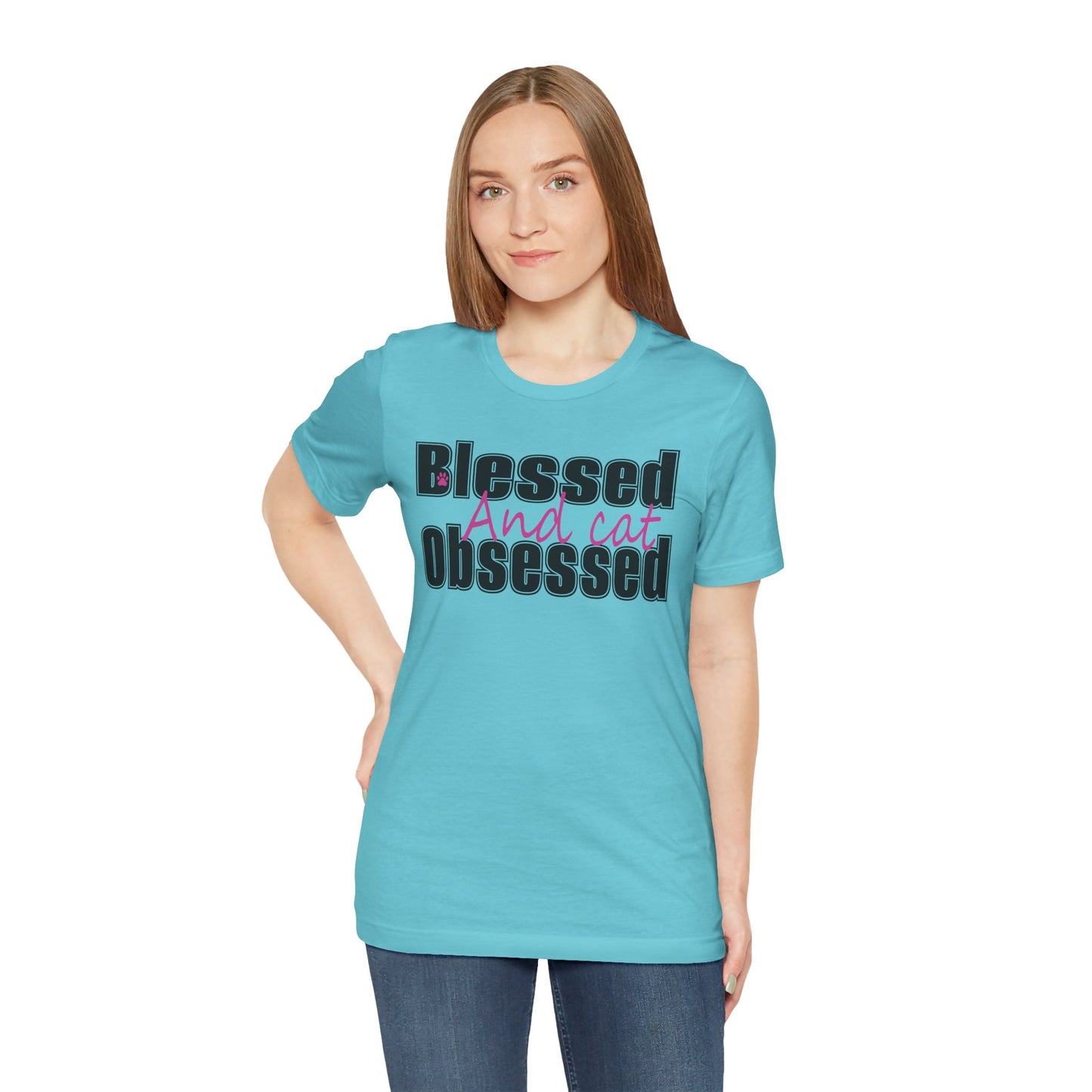 Blessed and Cat Obsessed T-Shirt, Cute Cat Lover Tee, Pet Owner Gift, Animal Lover Apparel, Cat Mom Shirt, Fun Gifts for Cat Lovers