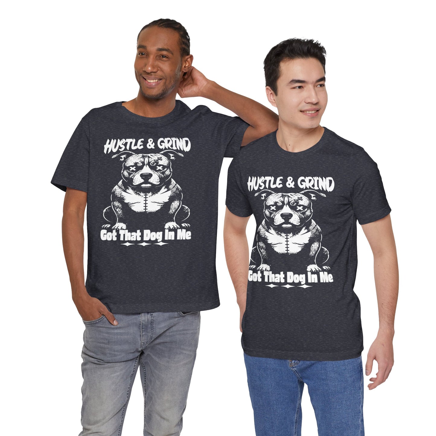 Unisex Dog Lover Tee - Hustle & Grind, Pitbull Shirt, Fitness T-Shirt, Dog Mom Gift, Workout Apparel