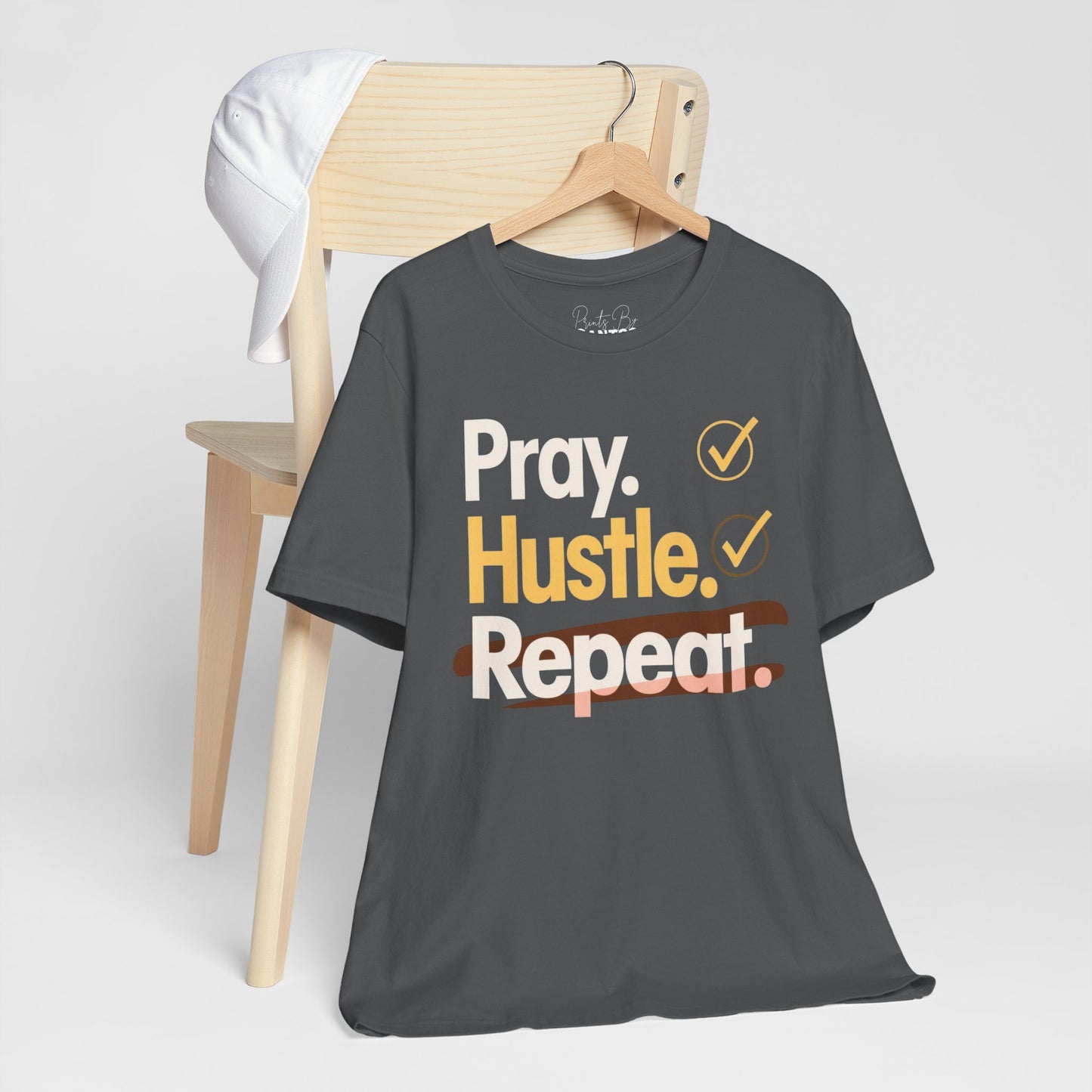 Motivational Unisex Tee - Pray Hustle Repeat, Inspirational Shirt, Fitness Apparel, Self-Motivation Gift, Everyday Comfort
