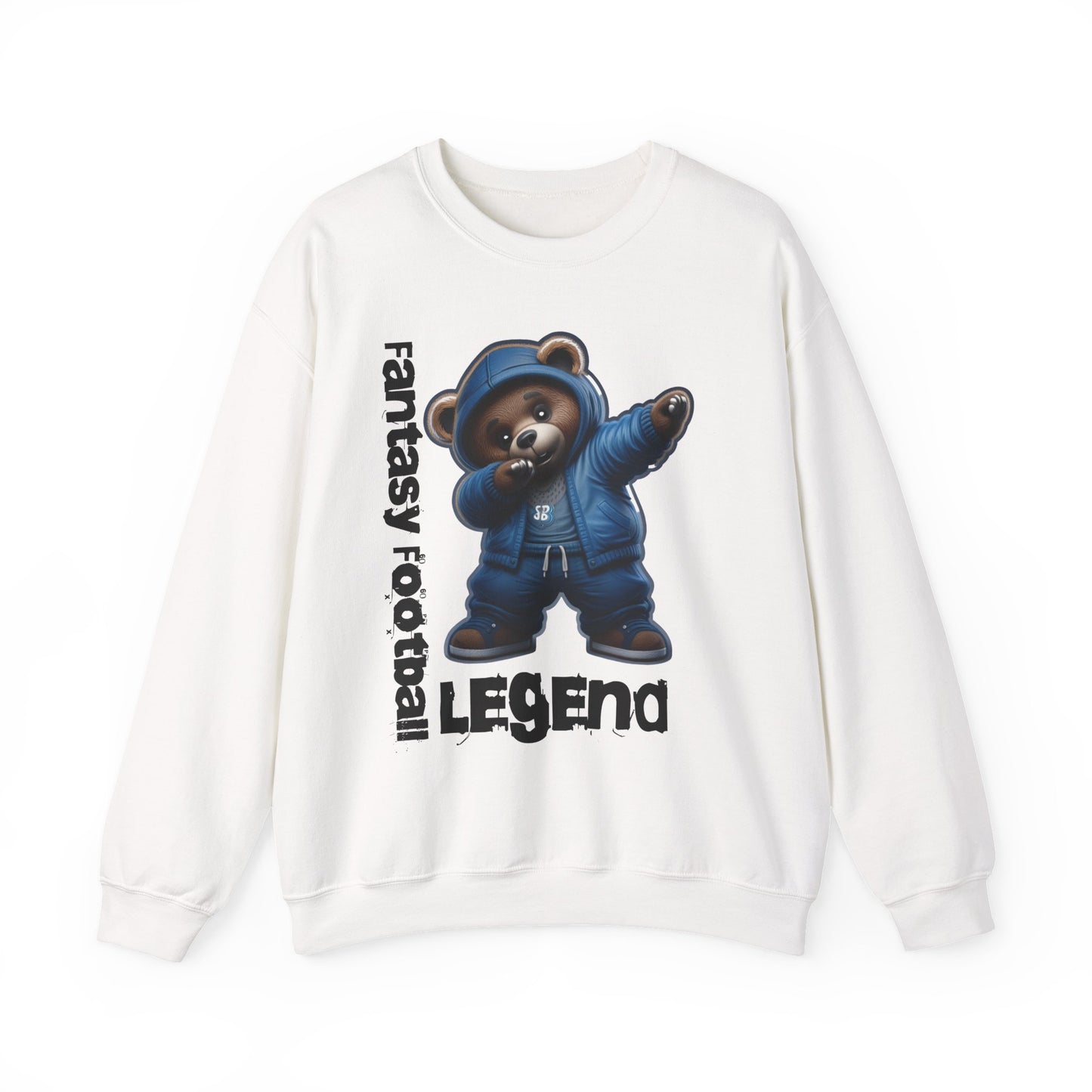 Fantasy Football Legend Unisex Crewneck Sweatshirt, Cozy Sportswear, Gift for Sports Fans, Fall Layering, Cute Bear Design