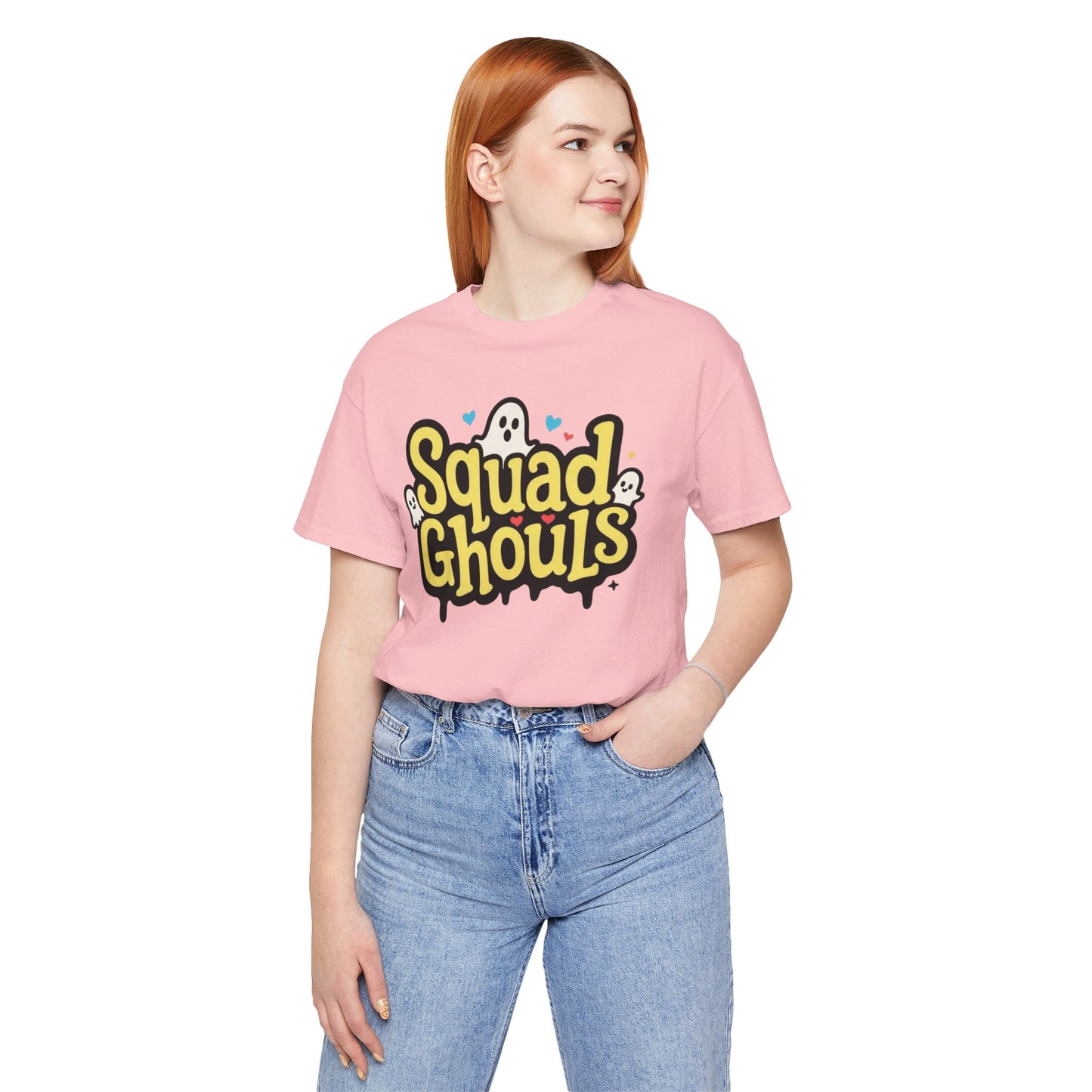 Unisex Jersey Short Sleeve Tee | Squad Ghouls Design, Halloween T-Shirt, Spooky Apparel, Ghost Lovers Gift, Cute Graphic Tee
