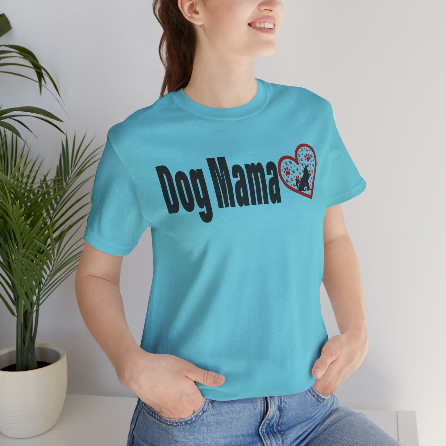 Dog Mama Unisex Tee with Red and White Font