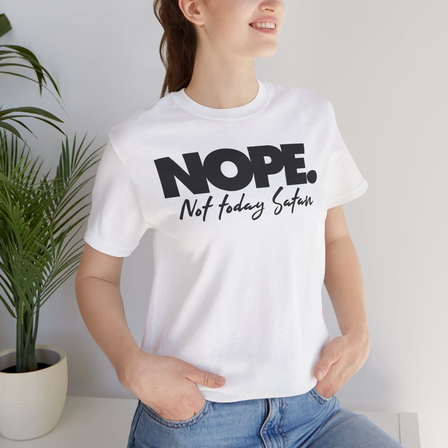 Funny Quote Unisex Tee - "NOPE. Not Today Satan" - Perfect Gift for Friends, Casual Wear, Humor Tee, Everyday Comfort, Birthday Gift