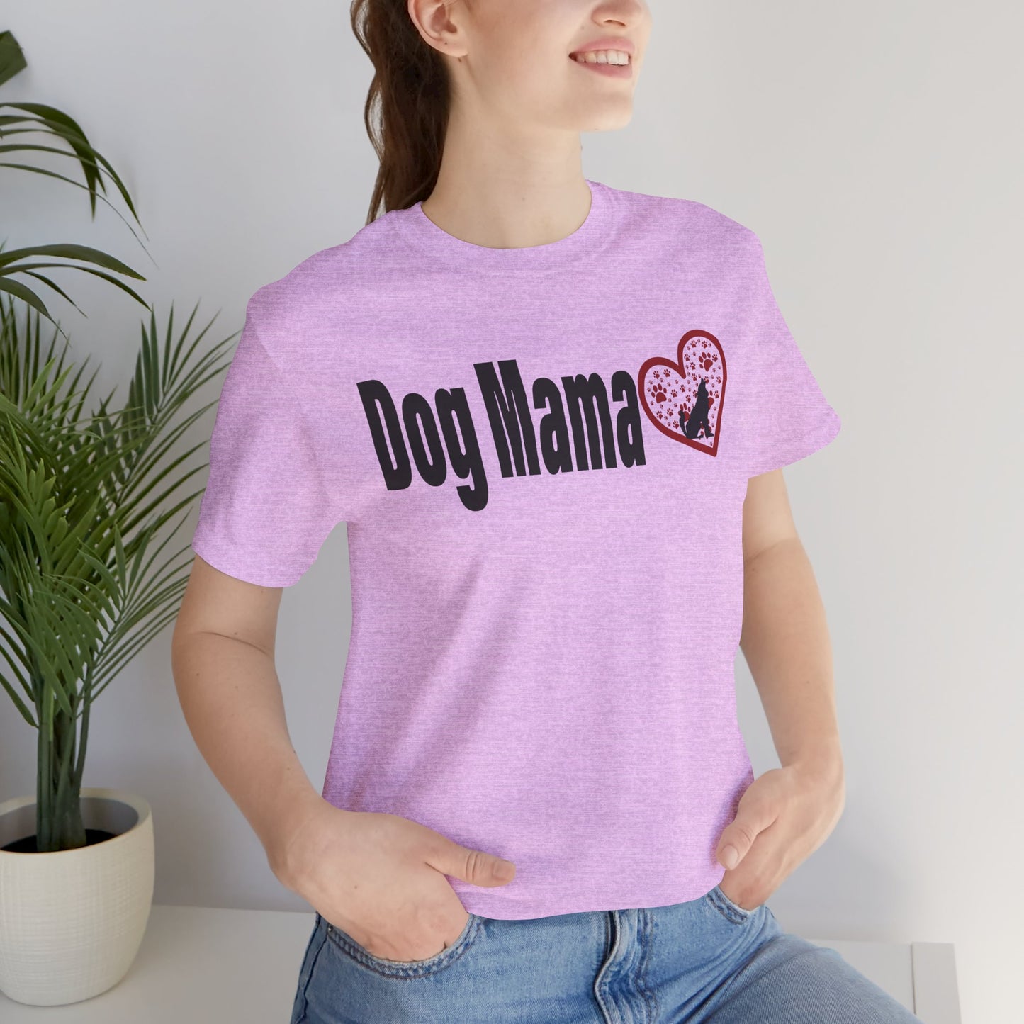 Dog Mama Unisex Tee with Red and White Font