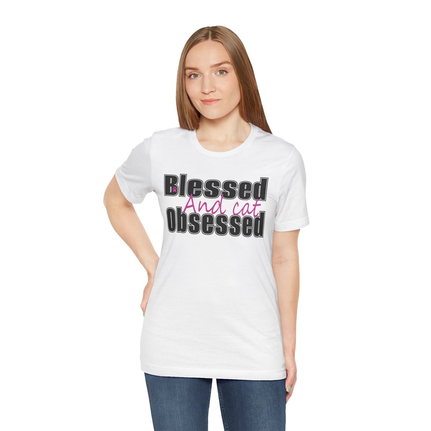 Blessed and Cat Obsessed T-Shirt, Cute Cat Lover Tee, Pet Owner Gift, Animal Lover Apparel, Cat Mom Shirt, Fun Gifts for Cat Lovers