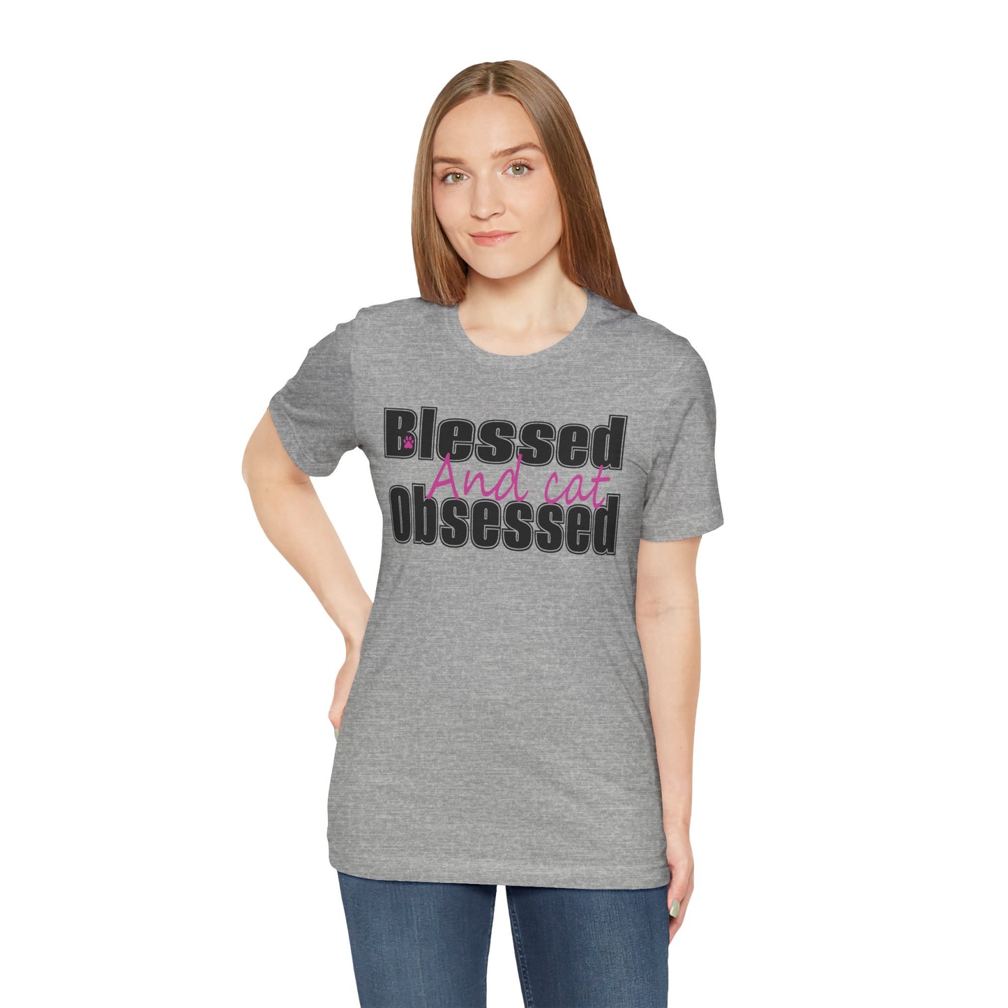 Blessed and Cat Obsessed T-Shirt, Cute Cat Lover Tee, Pet Owner Gift, Animal Lover Apparel, Cat Mom Shirt, Fun Gifts for Cat Lovers