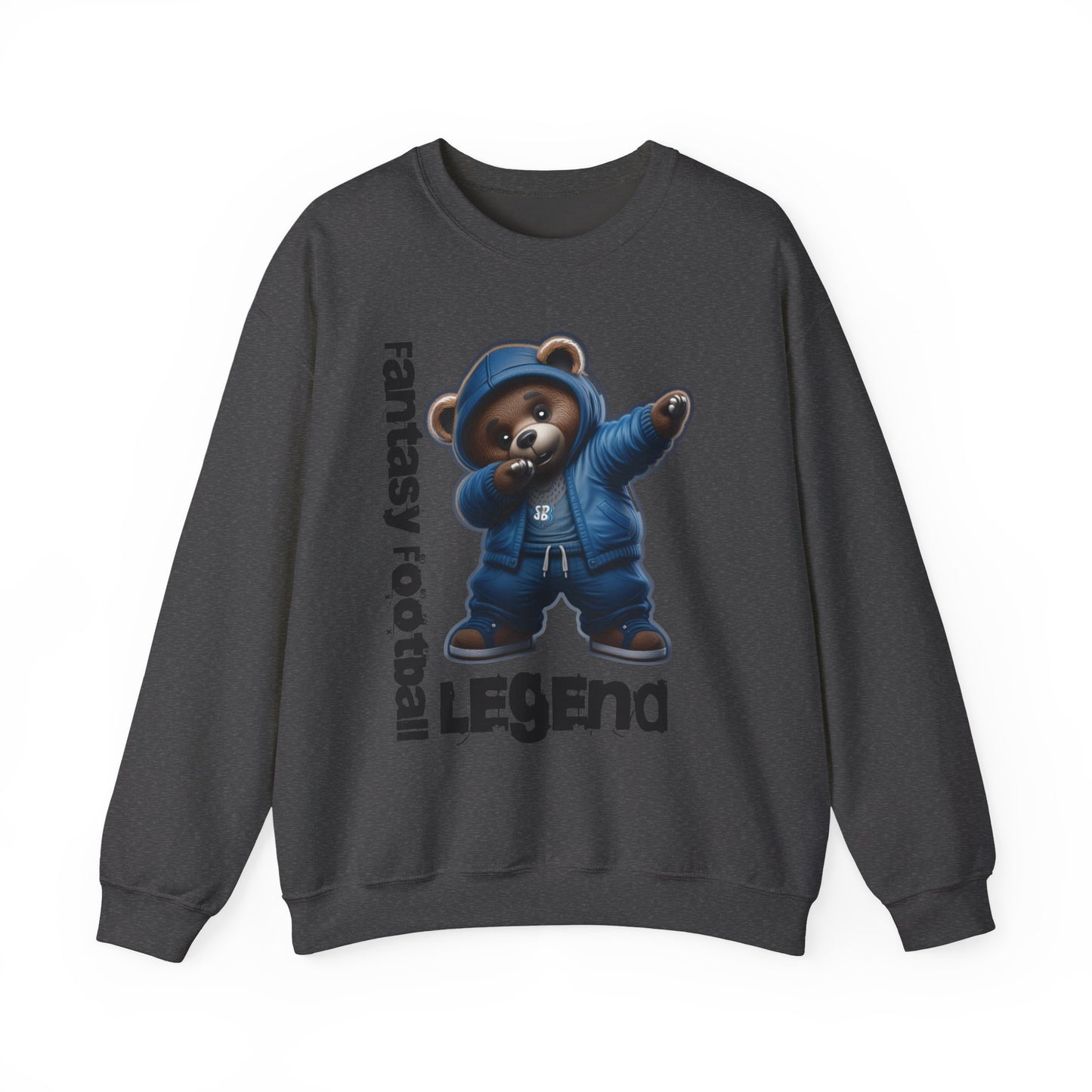 Fantasy Football Legend Unisex Crewneck Sweatshirt, Cozy Sportswear, Gift for Sports Fans, Fall Layering, Cute Bear Design