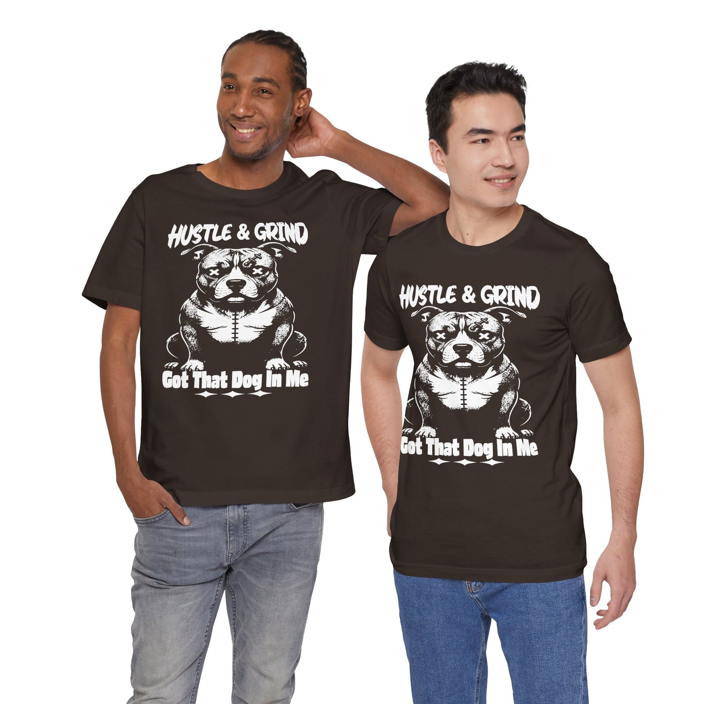 Unisex Dog Lover Tee - Hustle & Grind, Pitbull Shirt, Fitness T-Shirt, Dog Mom Gift, Workout Apparel