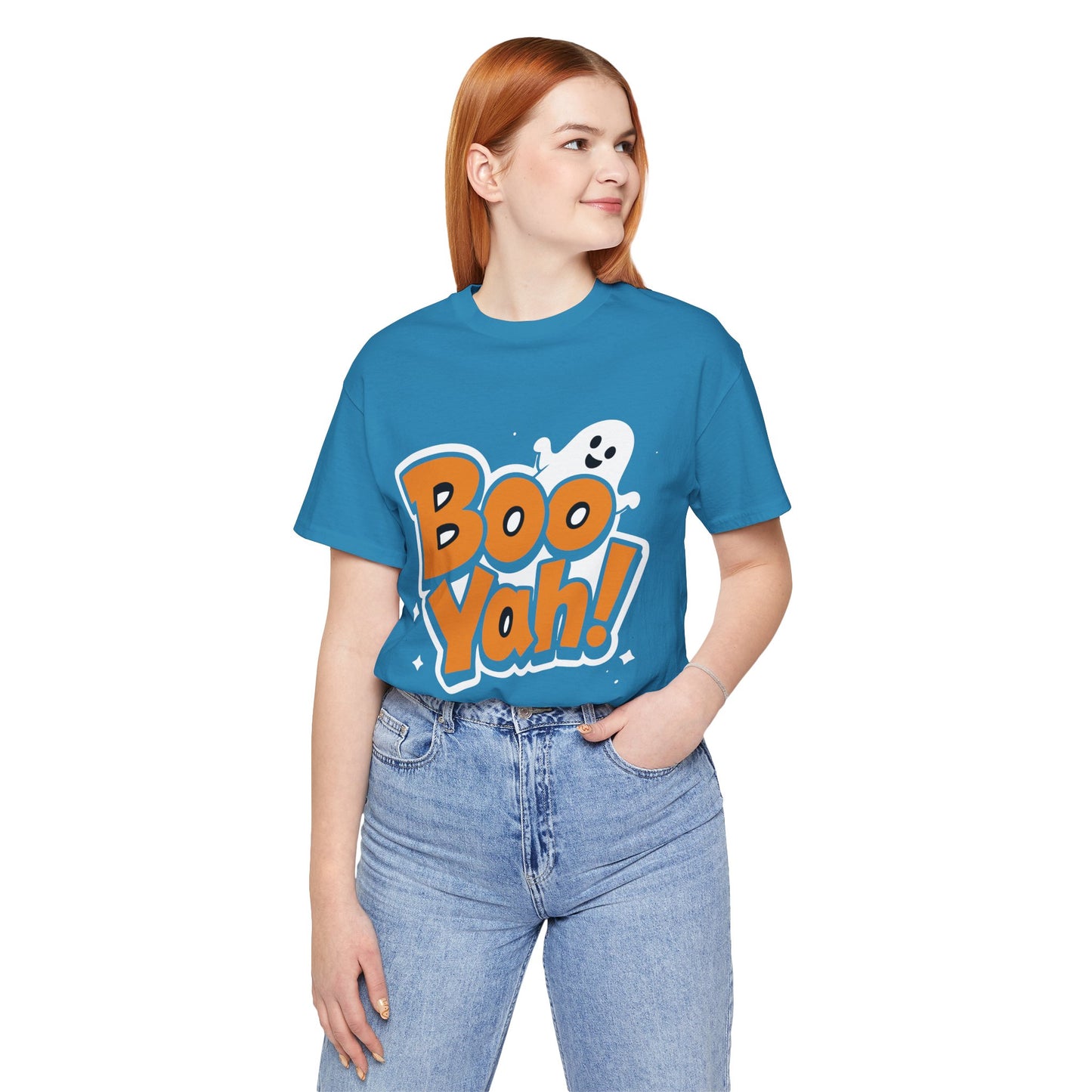 Halloween Ghost Boo Yah Tee, Funny Halloween Shirt, Unisex Short Sleeve Top, Spooky Party Tee, Trick or Treat Apparel