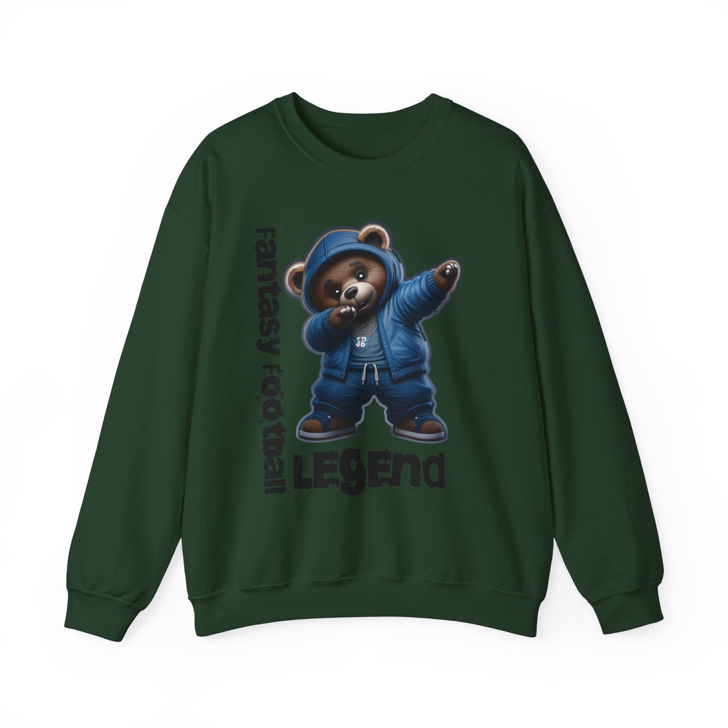 Fantasy Football Legend Unisex Crewneck Sweatshirt, Cozy Sportswear, Gift for Sports Fans, Fall Layering, Cute Bear Design