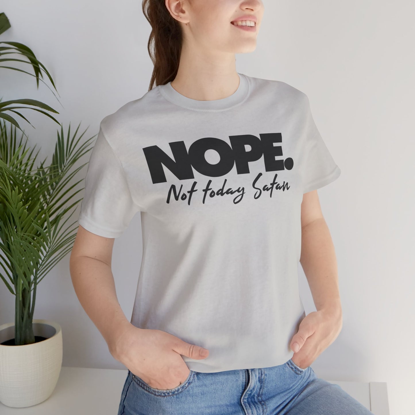 Funny Quote Unisex Tee - "NOPE. Not Today Satan" - Perfect Gift for Friends, Casual Wear, Humor Tee, Everyday Comfort, Birthday Gift