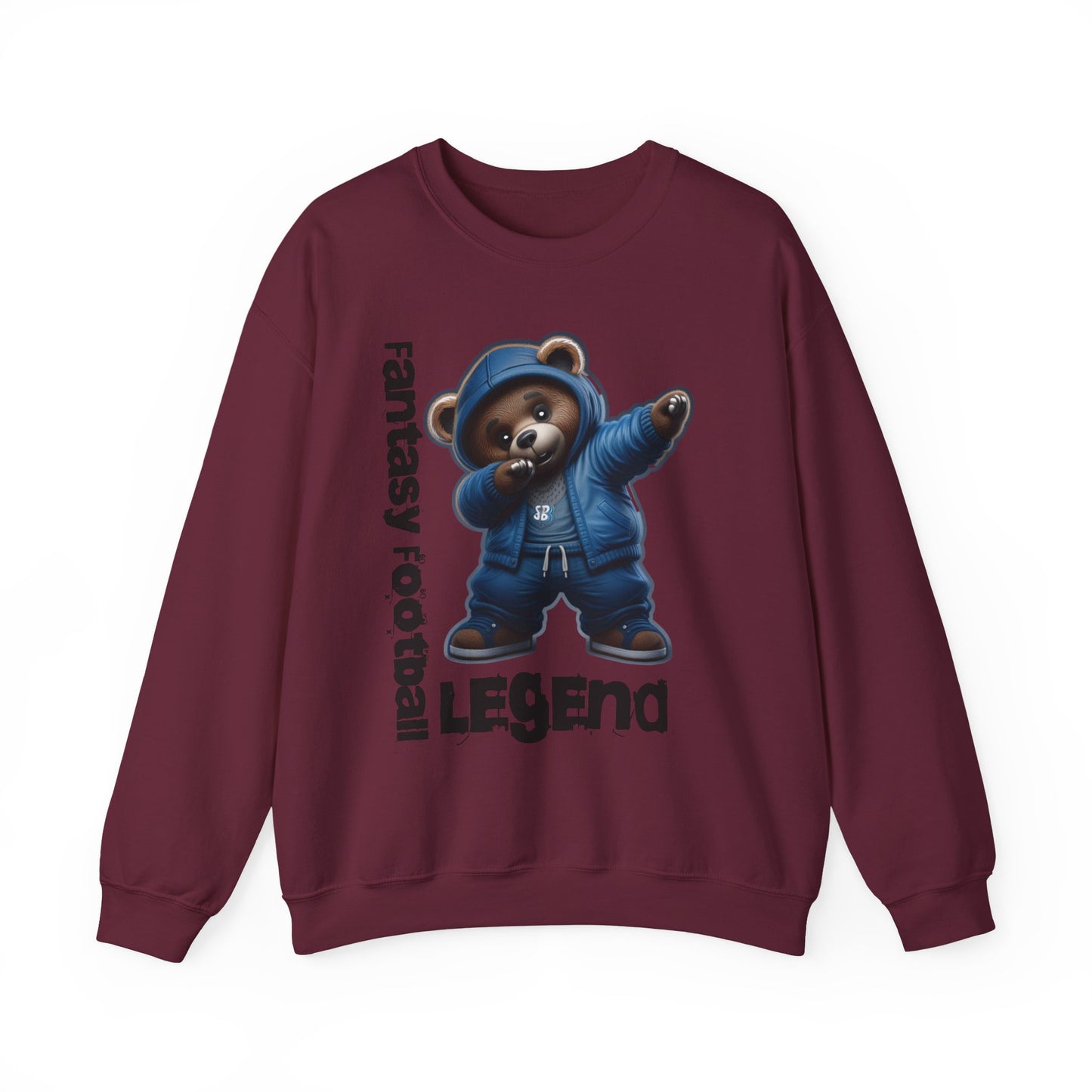 Fantasy Football Legend Unisex Crewneck Sweatshirt, Cozy Sportswear, Gift for Sports Fans, Fall Layering, Cute Bear Design