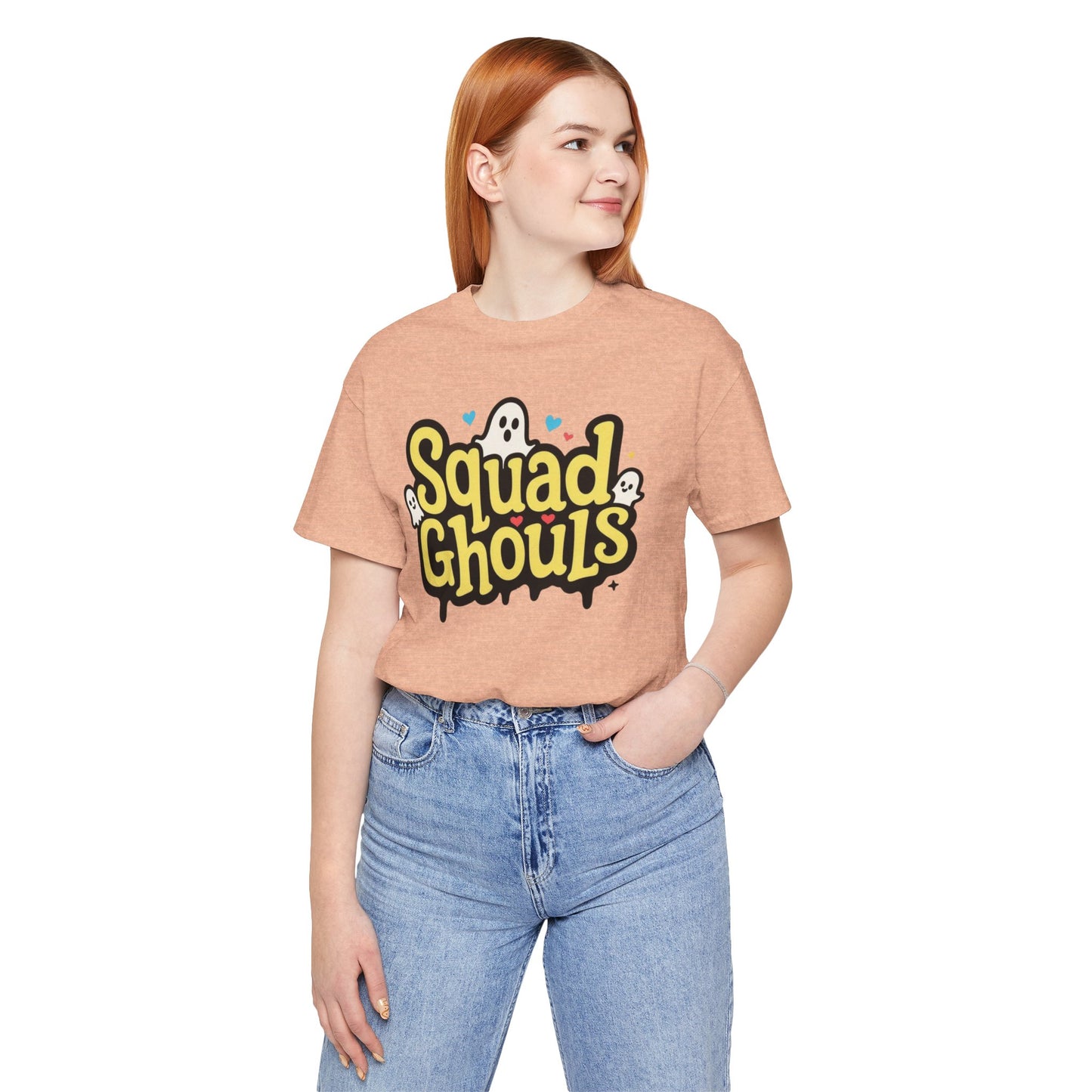 Unisex Jersey Short Sleeve Tee | Squad Ghouls Design, Halloween T-Shirt, Spooky Apparel, Ghost Lovers Gift, Cute Graphic Tee