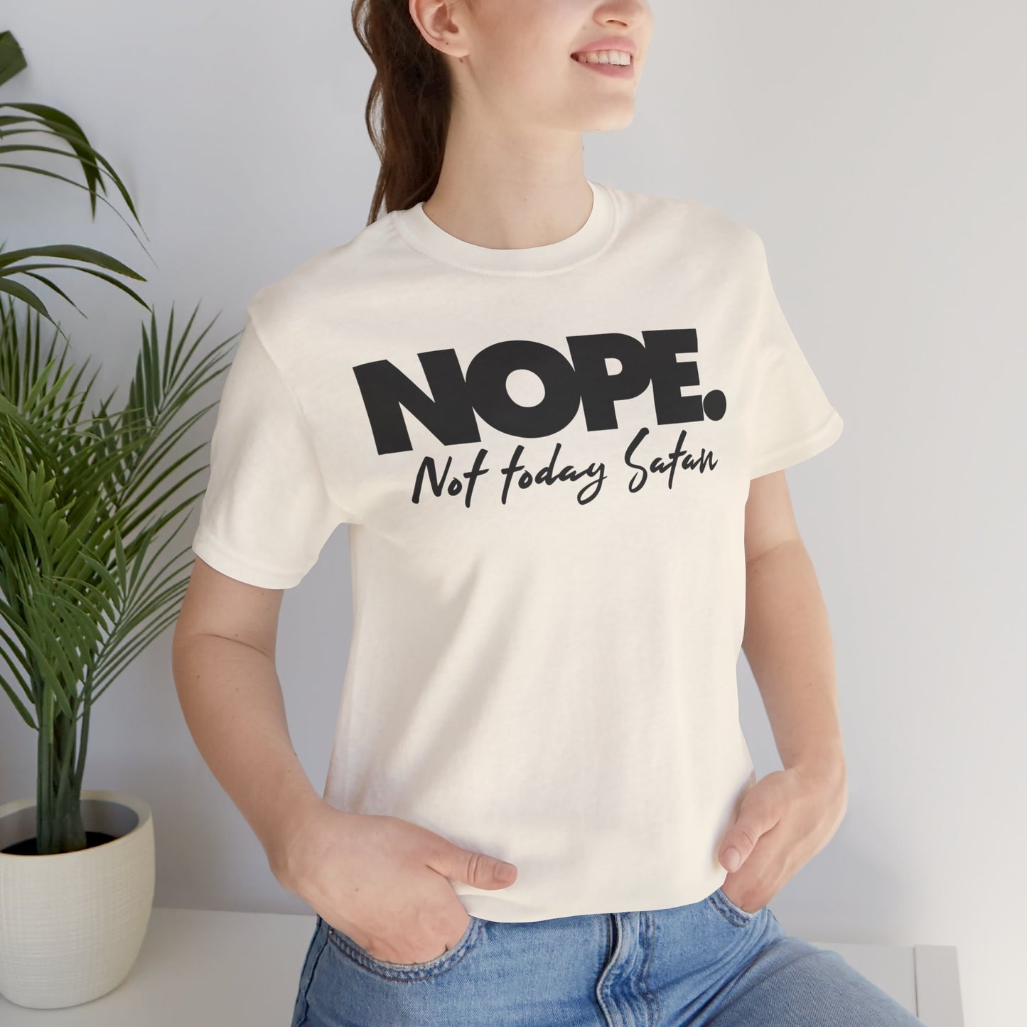 Funny Quote Unisex Tee - "NOPE. Not Today Satan" - Perfect Gift for Friends, Casual Wear, Humor Tee, Everyday Comfort, Birthday Gift
