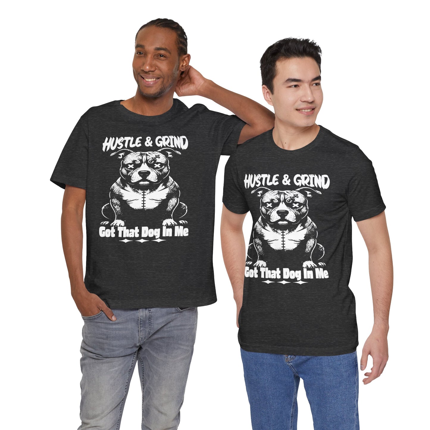 Unisex Dog Lover Tee - Hustle & Grind, Pitbull Shirt, Fitness T-Shirt, Dog Mom Gift, Workout Apparel