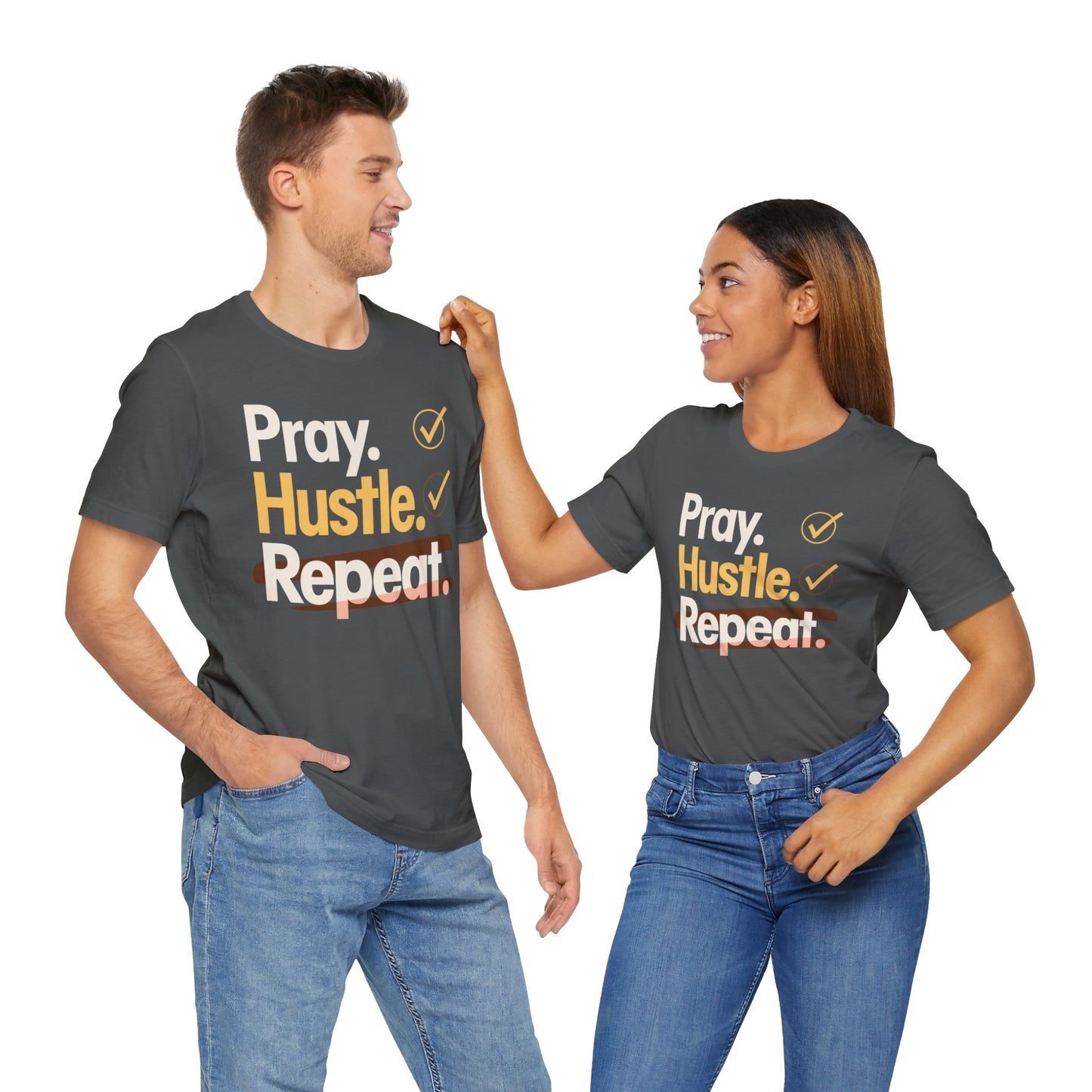 Motivational Unisex Tee - Pray Hustle Repeat, Inspirational Shirt, Fitness Apparel, Self-Motivation Gift, Everyday Comfort