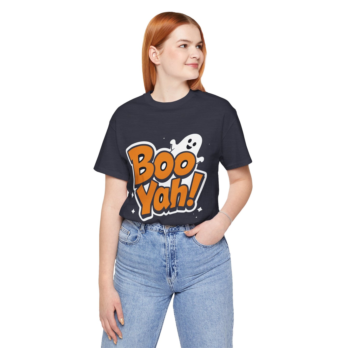 Halloween Ghost Boo Yah Tee, Funny Halloween Shirt, Unisex Short Sleeve Top, Spooky Party Tee, Trick or Treat Apparel