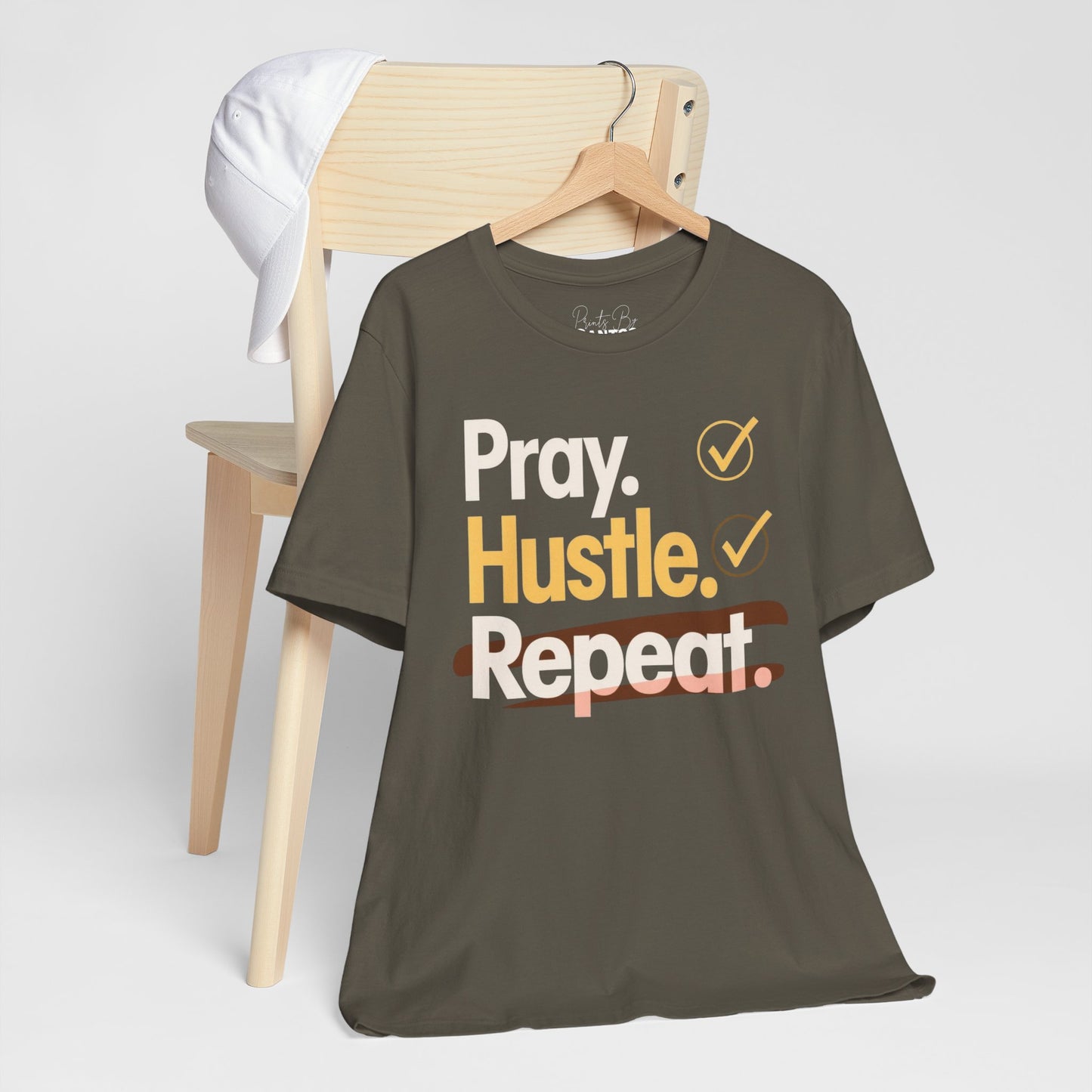 Motivational Unisex Tee - Pray Hustle Repeat, Inspirational Shirt, Fitness Apparel, Self-Motivation Gift, Everyday Comfort