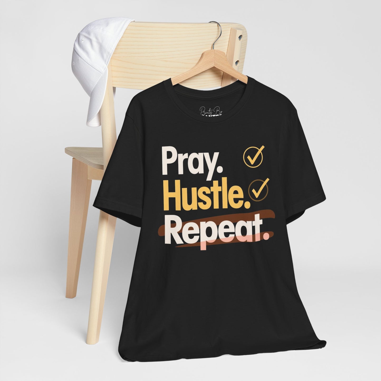 Motivational Unisex Tee - Pray Hustle Repeat, Inspirational Shirt, Fitness Apparel, Self-Motivation Gift, Everyday Comfort