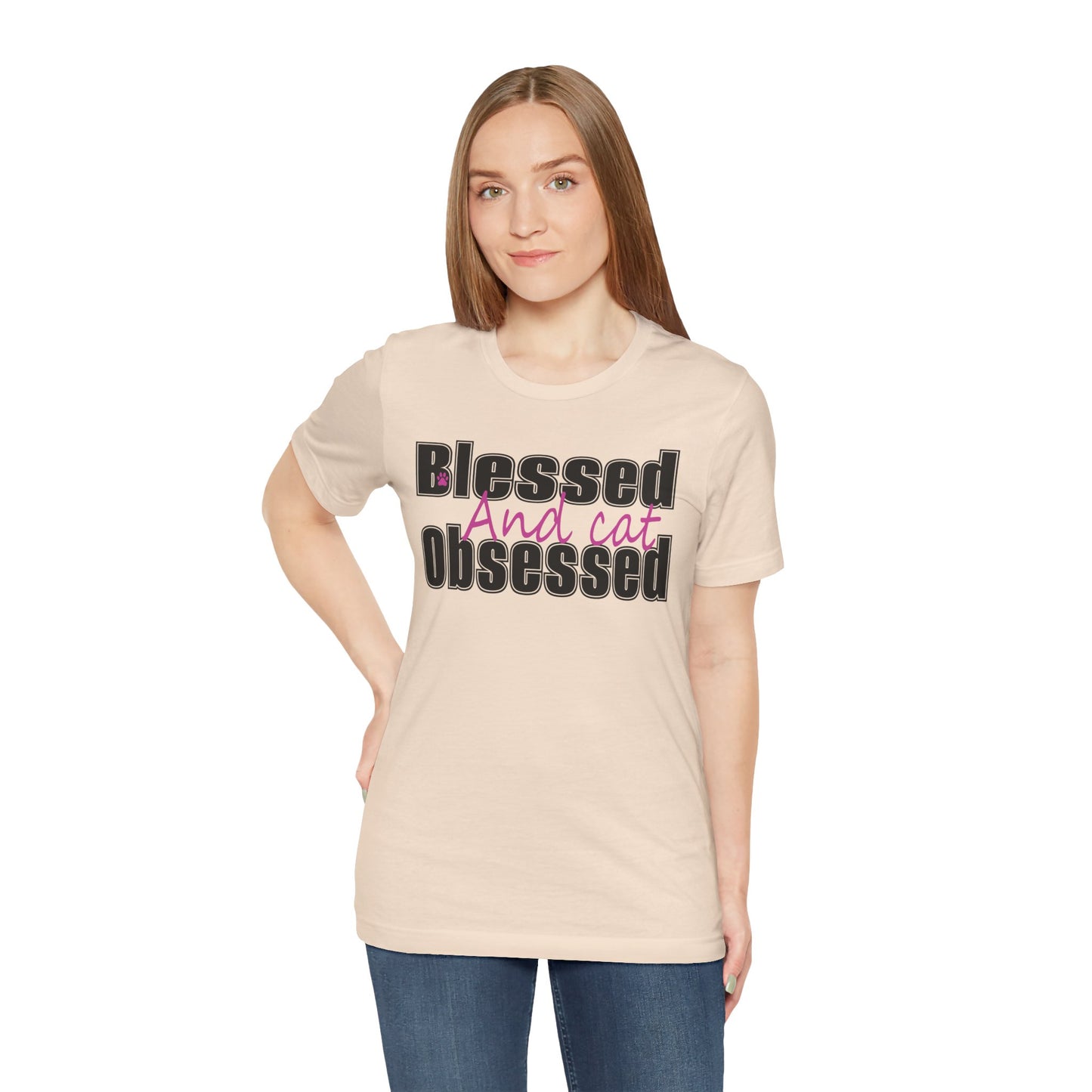 Blessed and Cat Obsessed T-Shirt, Cute Cat Lover Tee, Pet Owner Gift, Animal Lover Apparel, Cat Mom Shirt, Fun Gifts for Cat Lovers