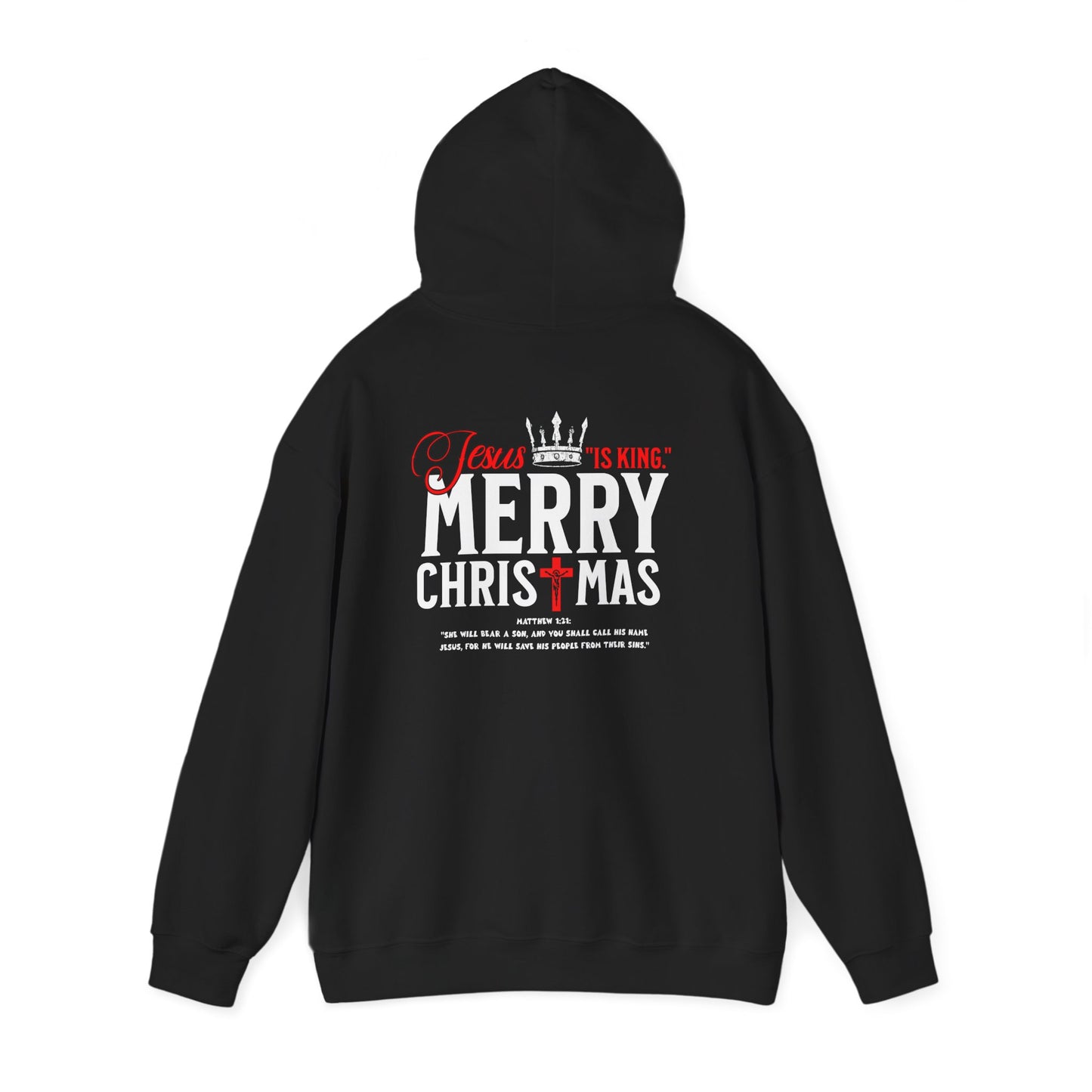 Merry Christmas Hoodie - "Jesus Is King" Faith-Based Holiday Sweatshirt