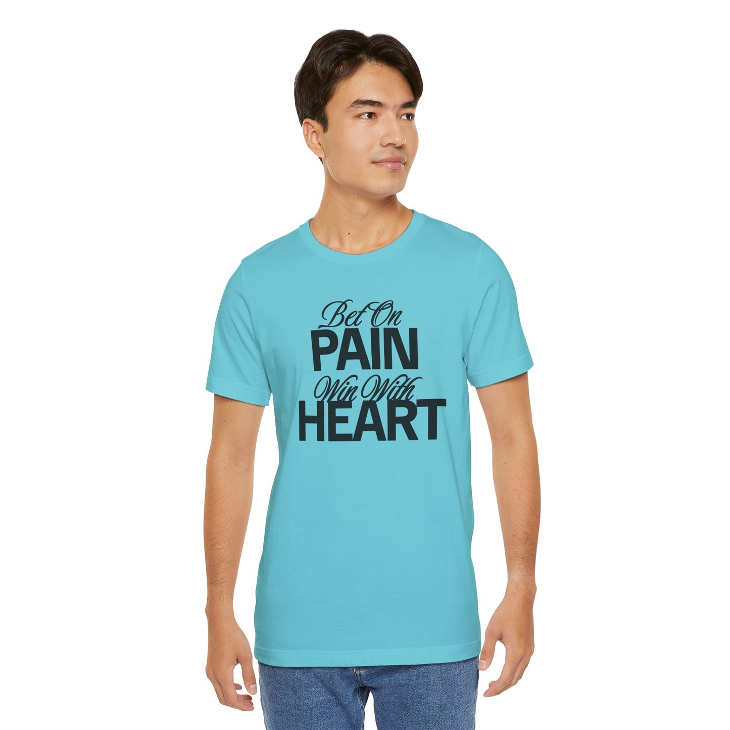 Inspirational Unisex Jersey Tee - "Bet On Pain Win With Heart" - Motivational Shirt, Gift for Fitness Lovers, Self-Care Apparel, [...]
