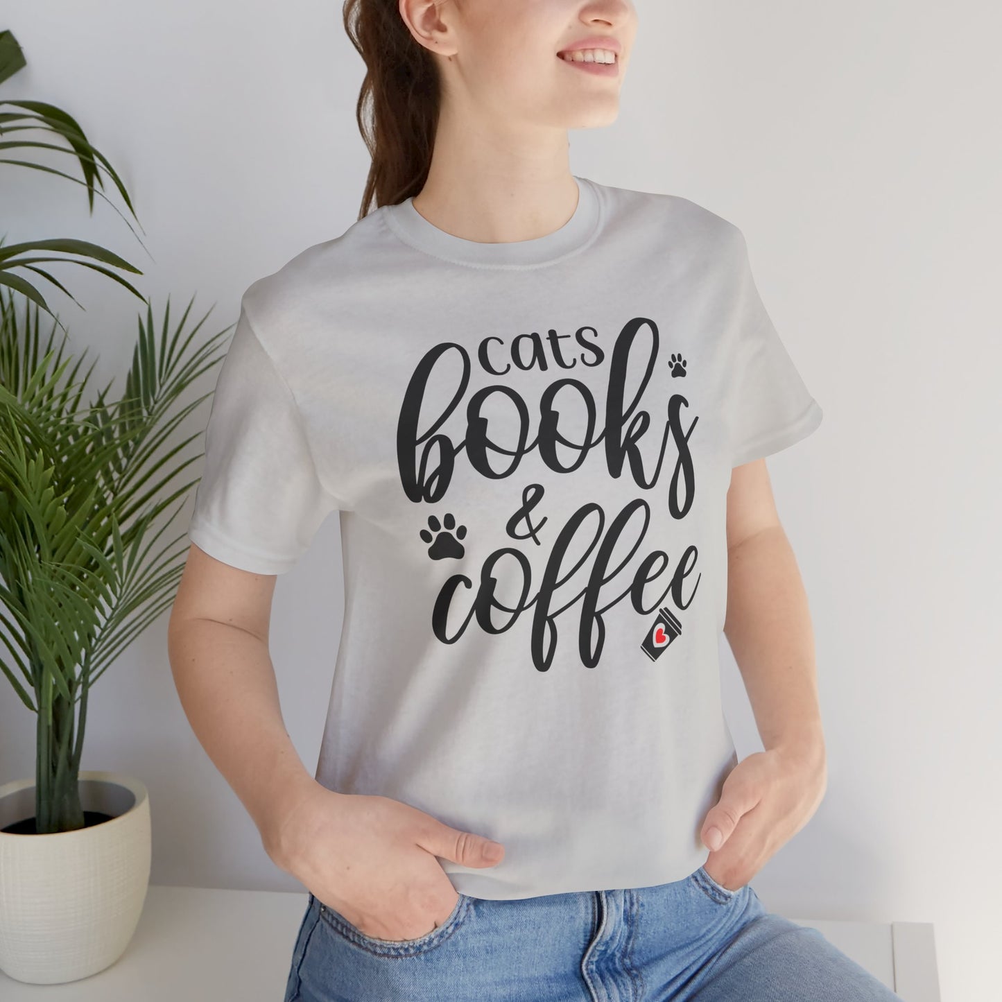 Cute Cat Books and Coffee Tee, Unisex Jersey Short Sleeve Shirt for Cat Lovers, Reading Enthusiasts, Perfect Gift for Bookworms, Cozy [...]