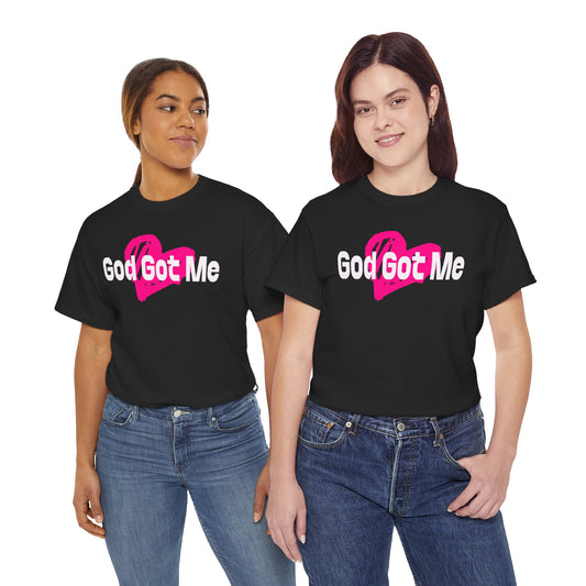 God Got Me Unisex Heavy Cotton Tee, Casual Wear, Faith-Based Gift, Christian Apparel, Inspirational Fashion, Everyday Comfort
