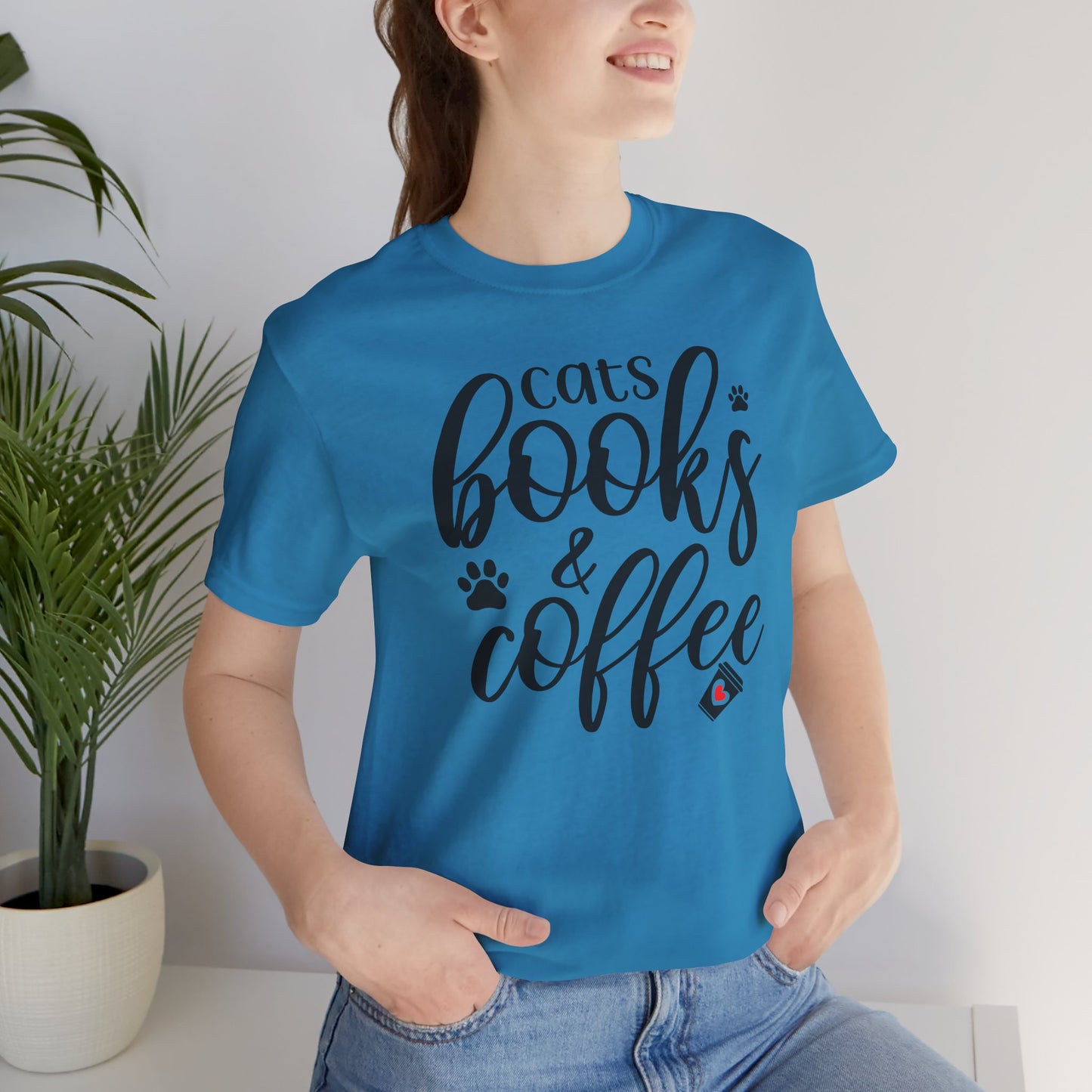 Cute Cat Books and Coffee Tee, Unisex Jersey Short Sleeve Shirt for Cat Lovers, Reading Enthusiasts, Perfect Gift for Bookworms, Cozy [...]
