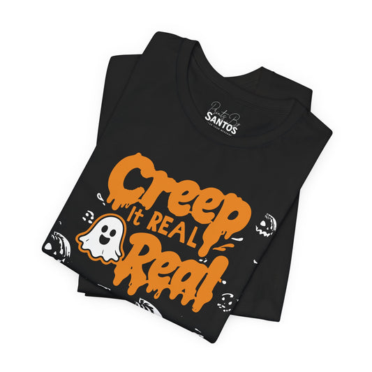 Halloween Creep It Real Tee, Unisex Jersey Shirt, Spooky Season T-Shirt, Funny Ghost Top, Halloween Party Wear, Gifts for Halloween Lovers