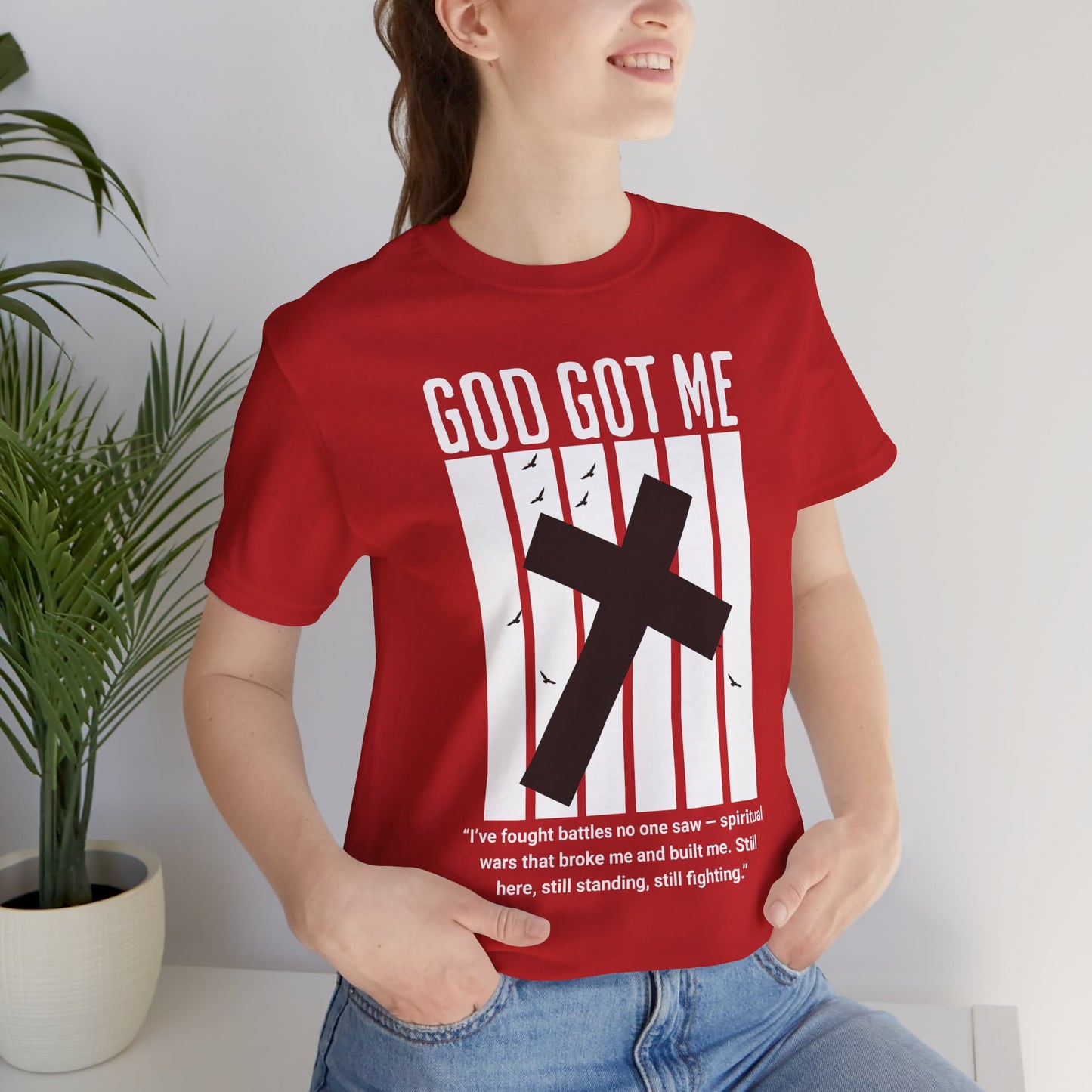 Faith-Inspired Short Sleeve Tee, God Got Me T-Shirt, Spiritual Shirt, Encouraging Apparel, Christian Gift, Inspirational Wear