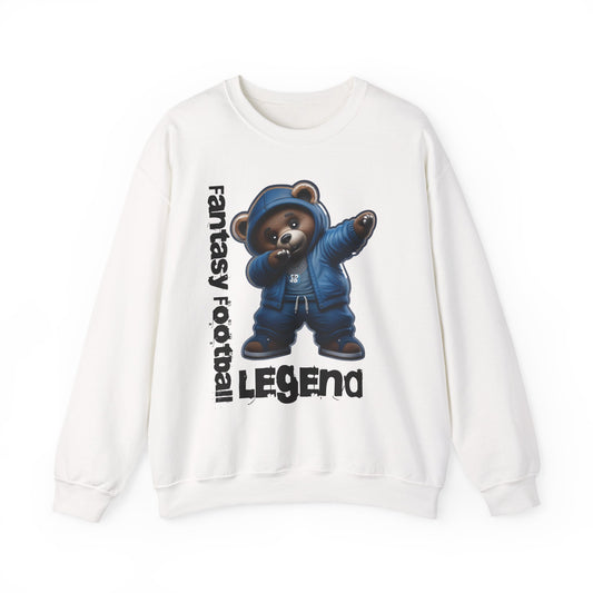 Fantasy Football Legend Unisex Crewneck Sweatshirt, Cozy Sportswear, Gift for Sports Fans, Fall Layering, Cute Bear Design