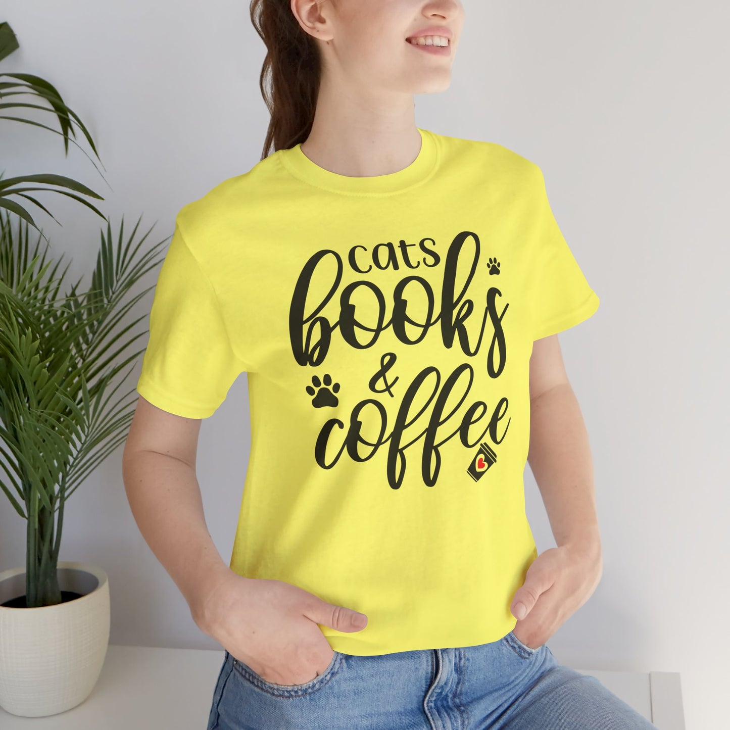Cute Cat Books and Coffee Tee, Unisex Jersey Short Sleeve Shirt for Cat Lovers, Reading Enthusiasts, Perfect Gift for Bookworms, Cozy [...]