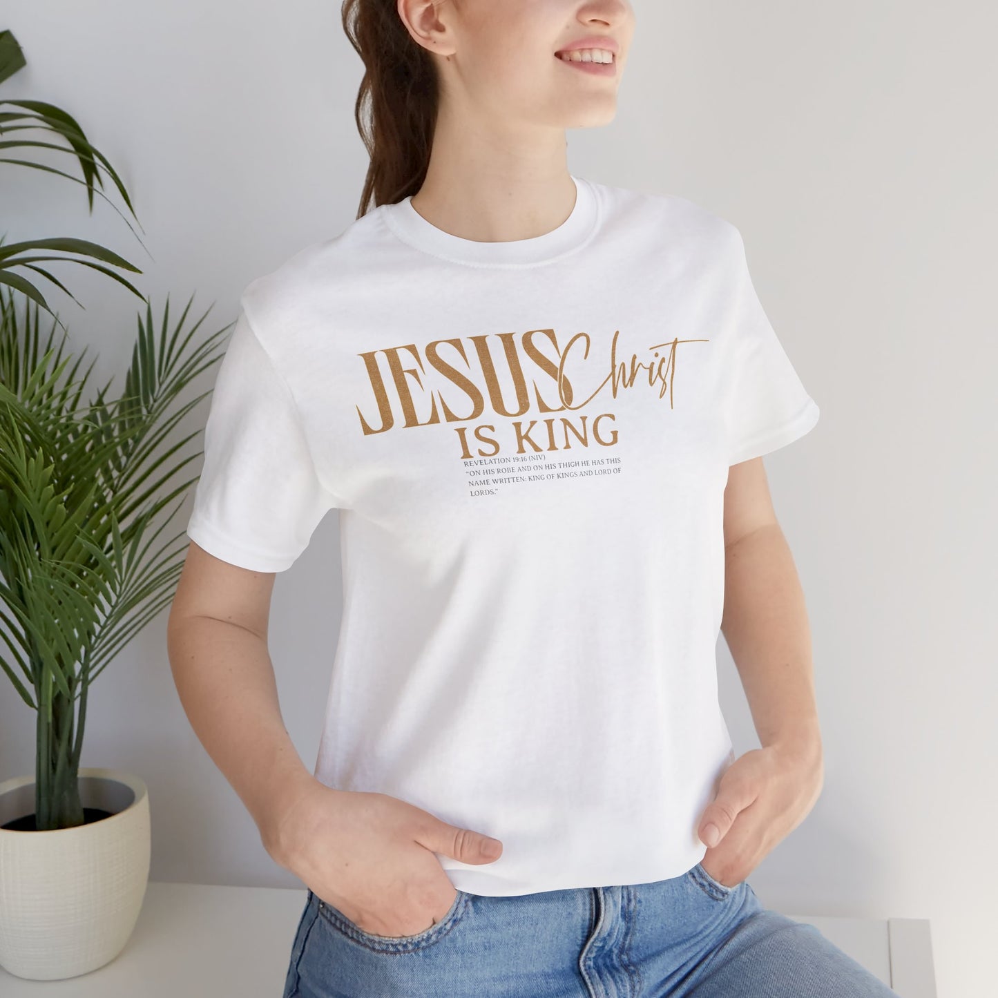 Faith-Inspired Short Sleeve Tee, Christian T-shirt, JESUS is KING Shirt, Unisex Spiritual Apparel, Gift for Believers