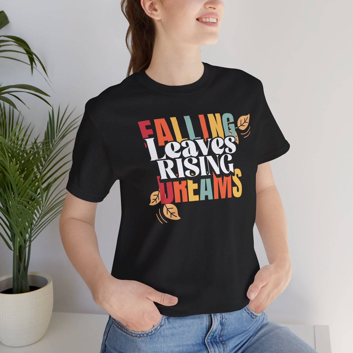 Fall Inspiration Tee, Autumn T-Shirt, Cozy Unisex Shirt, Seasonal Gift, Dreamers & Nature Lovers, Falling Leaves Design