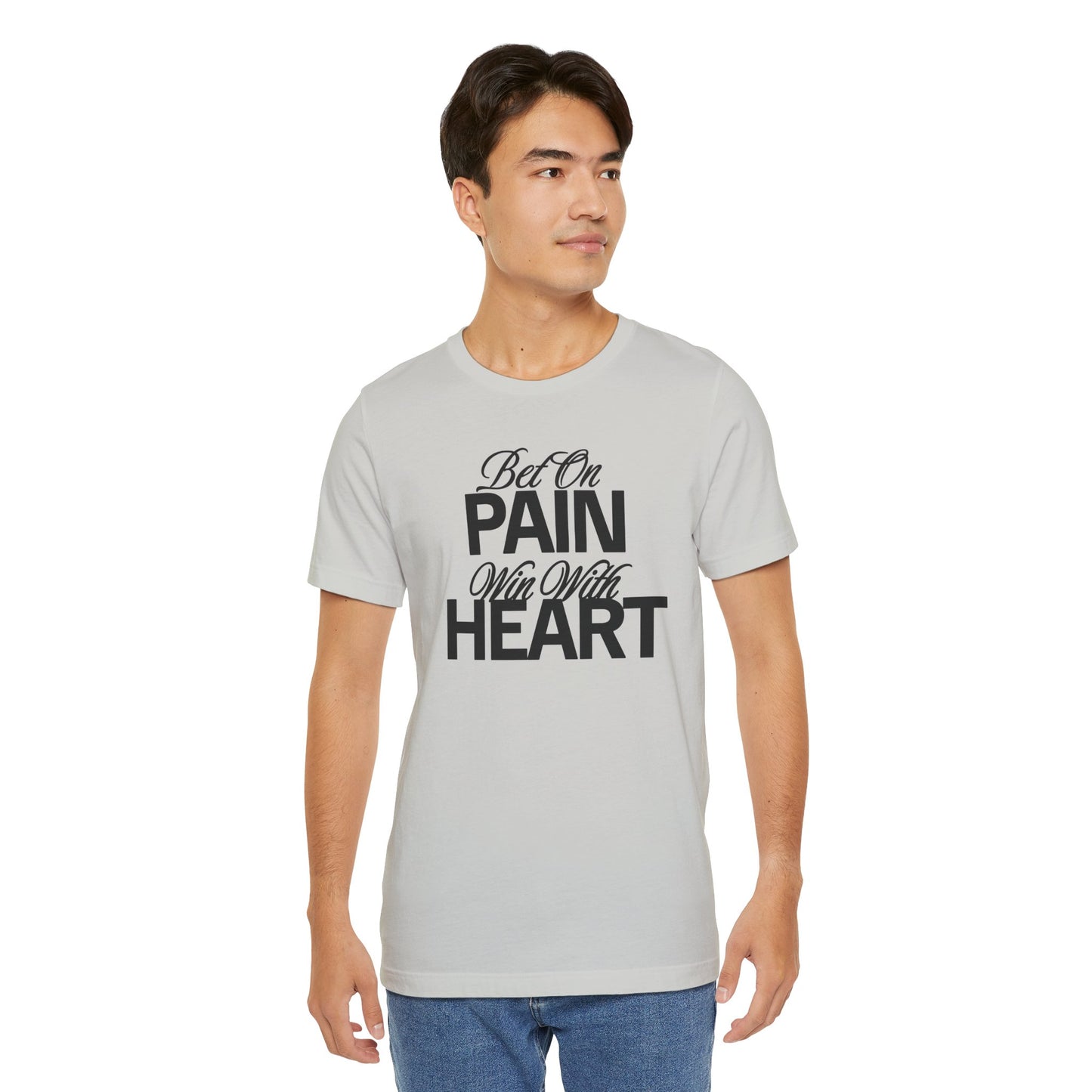 Inspirational Unisex Jersey Tee - "Bet On Pain Win With Heart" - Motivational Shirt, Gift for Fitness Lovers, Self-Care Apparel, [...]