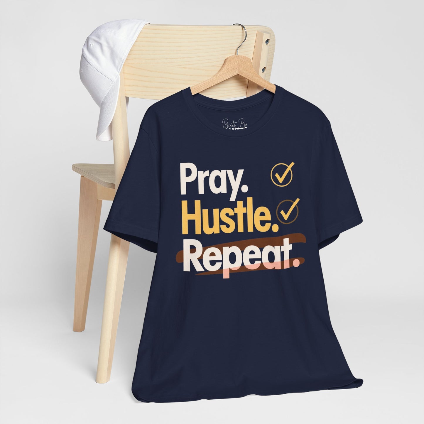 Motivational Unisex Tee - Pray Hustle Repeat, Inspirational Shirt, Fitness Apparel, Self-Motivation Gift, Everyday Comfort